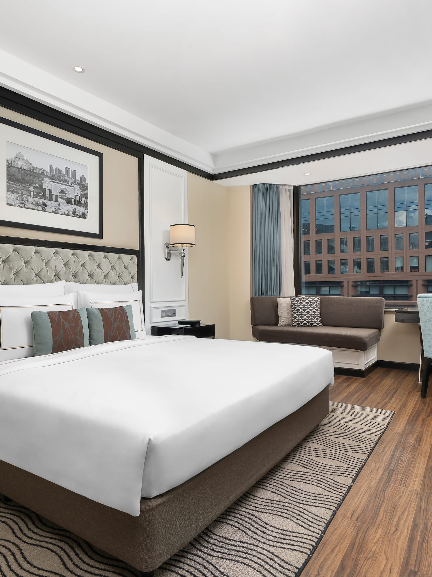 a room with a bed and a chair