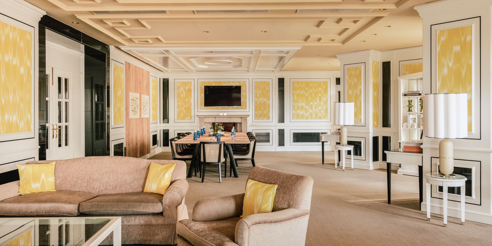 a room with couches and a table