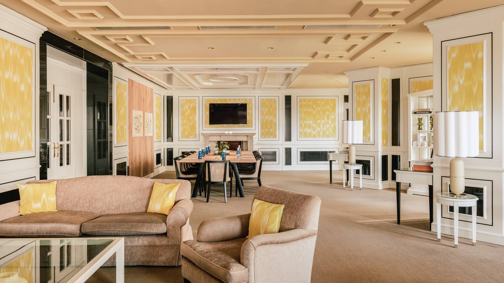 a room with couches and a table