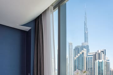 a window with a view of a city