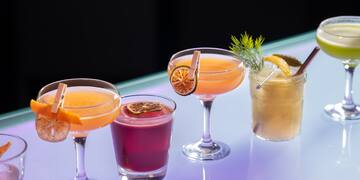 a group of drinks on a table