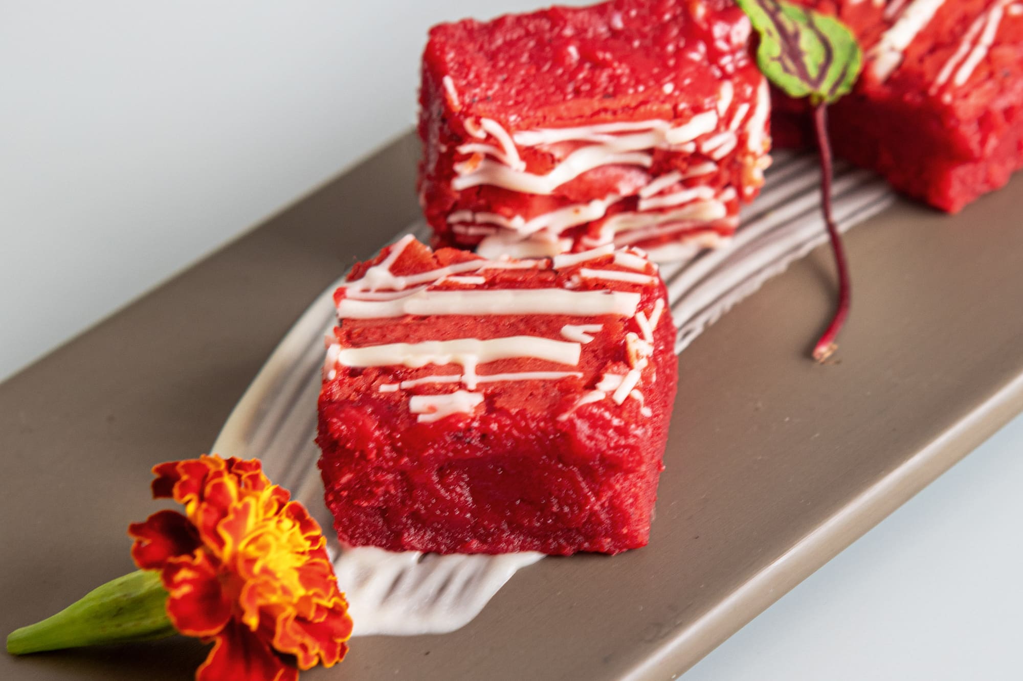 red dessert on a plate