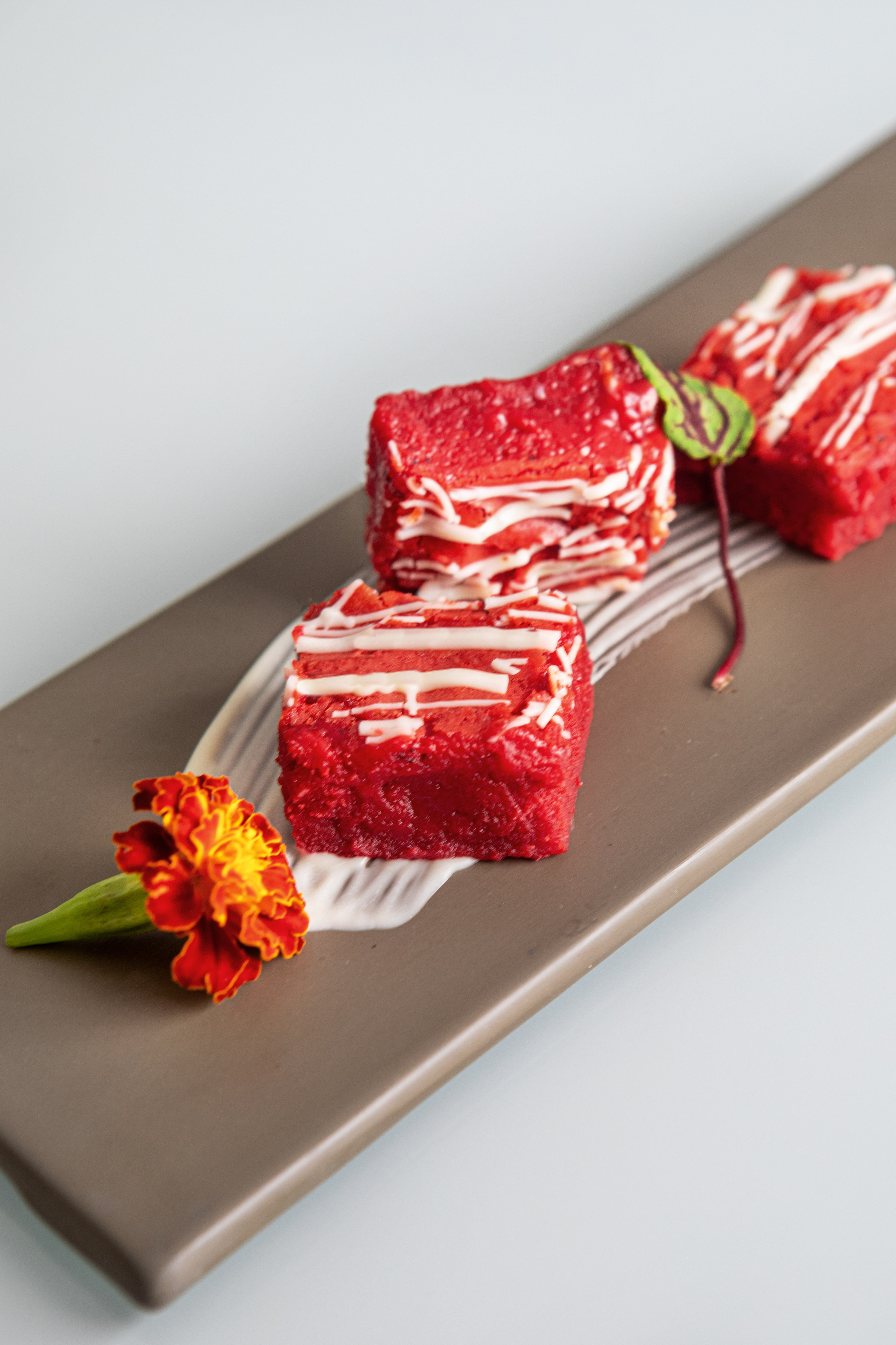 red dessert on a plate