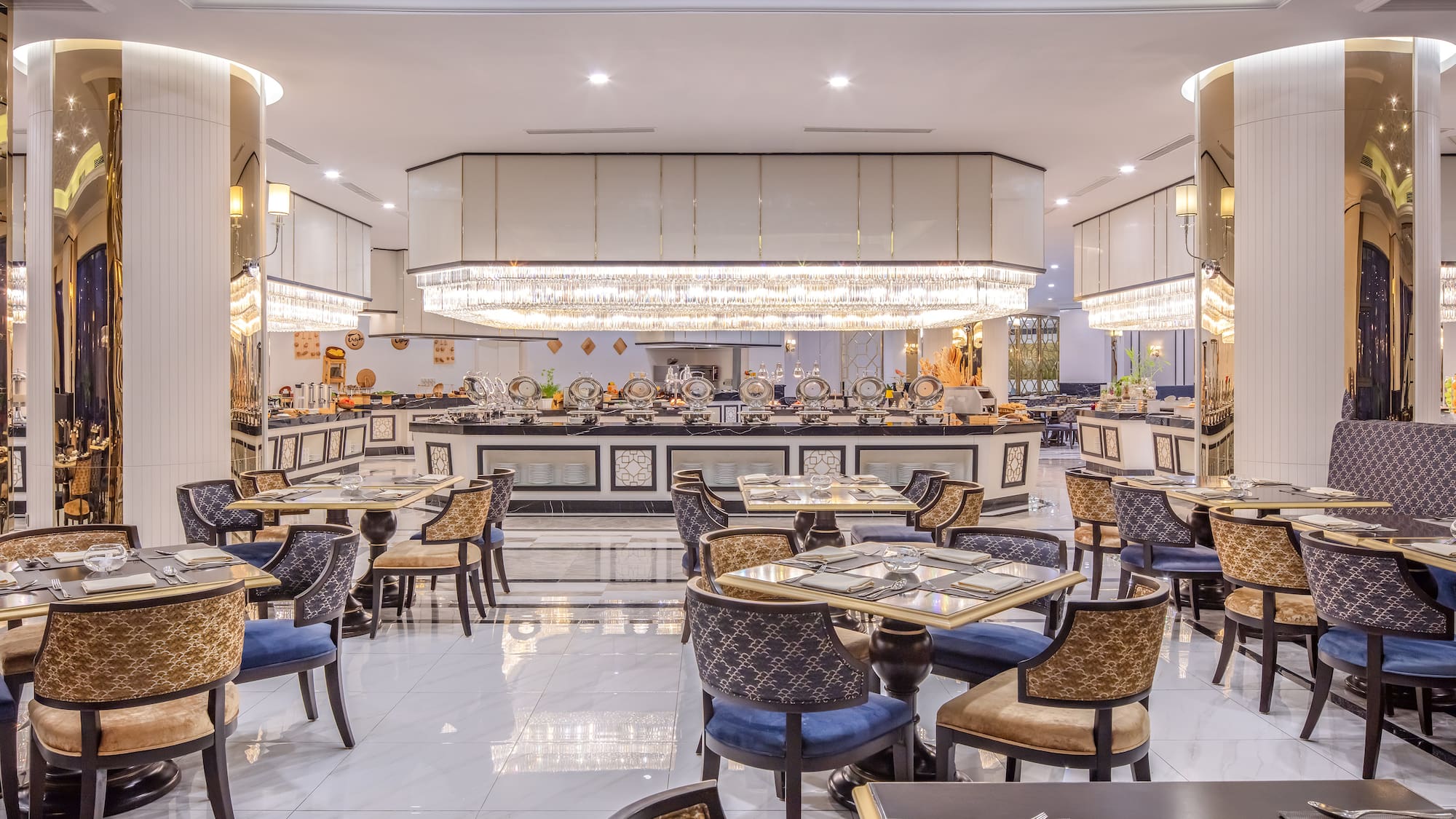 a restaurant with tables and chairs