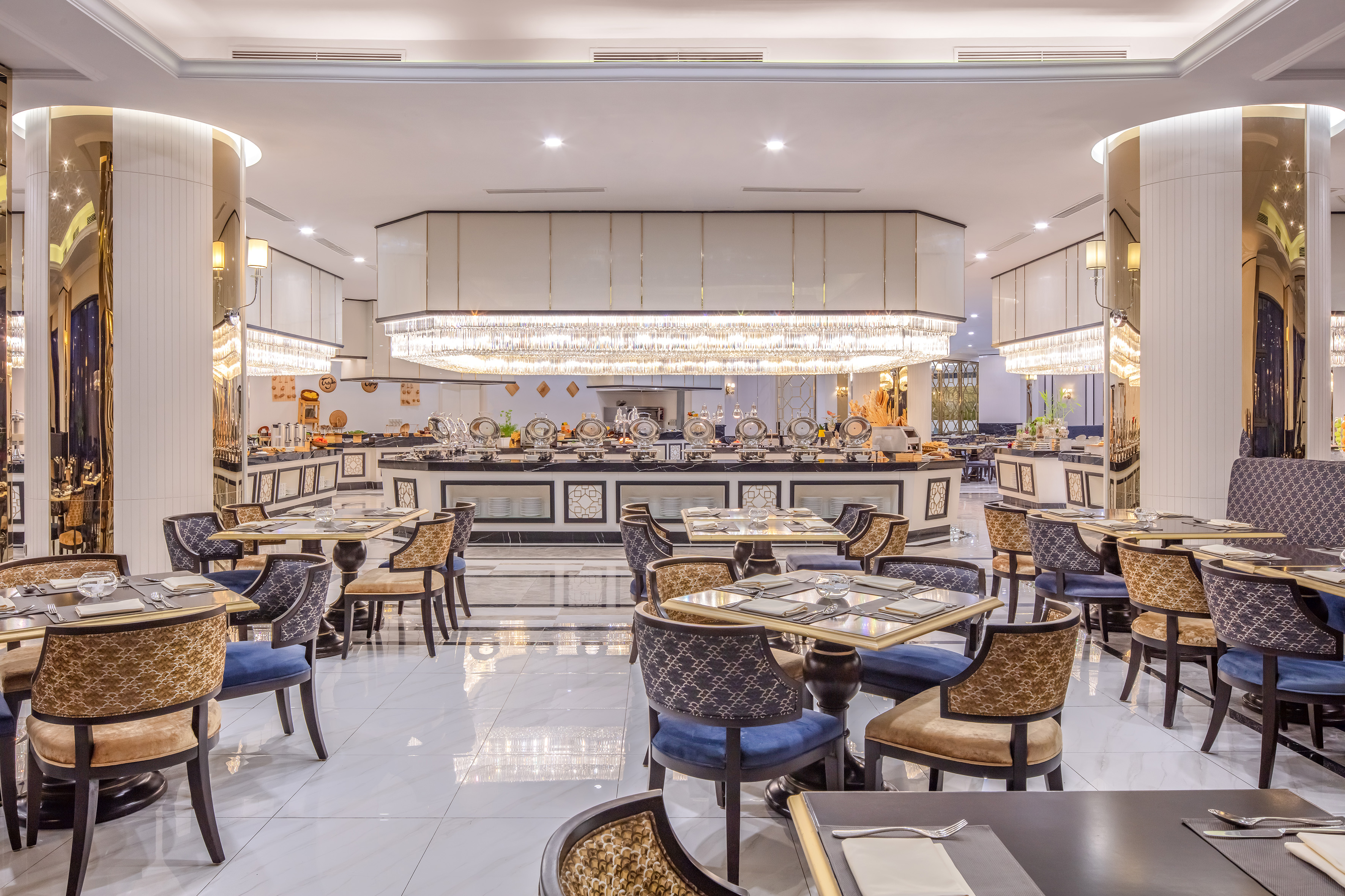 a restaurant with tables and chairs
