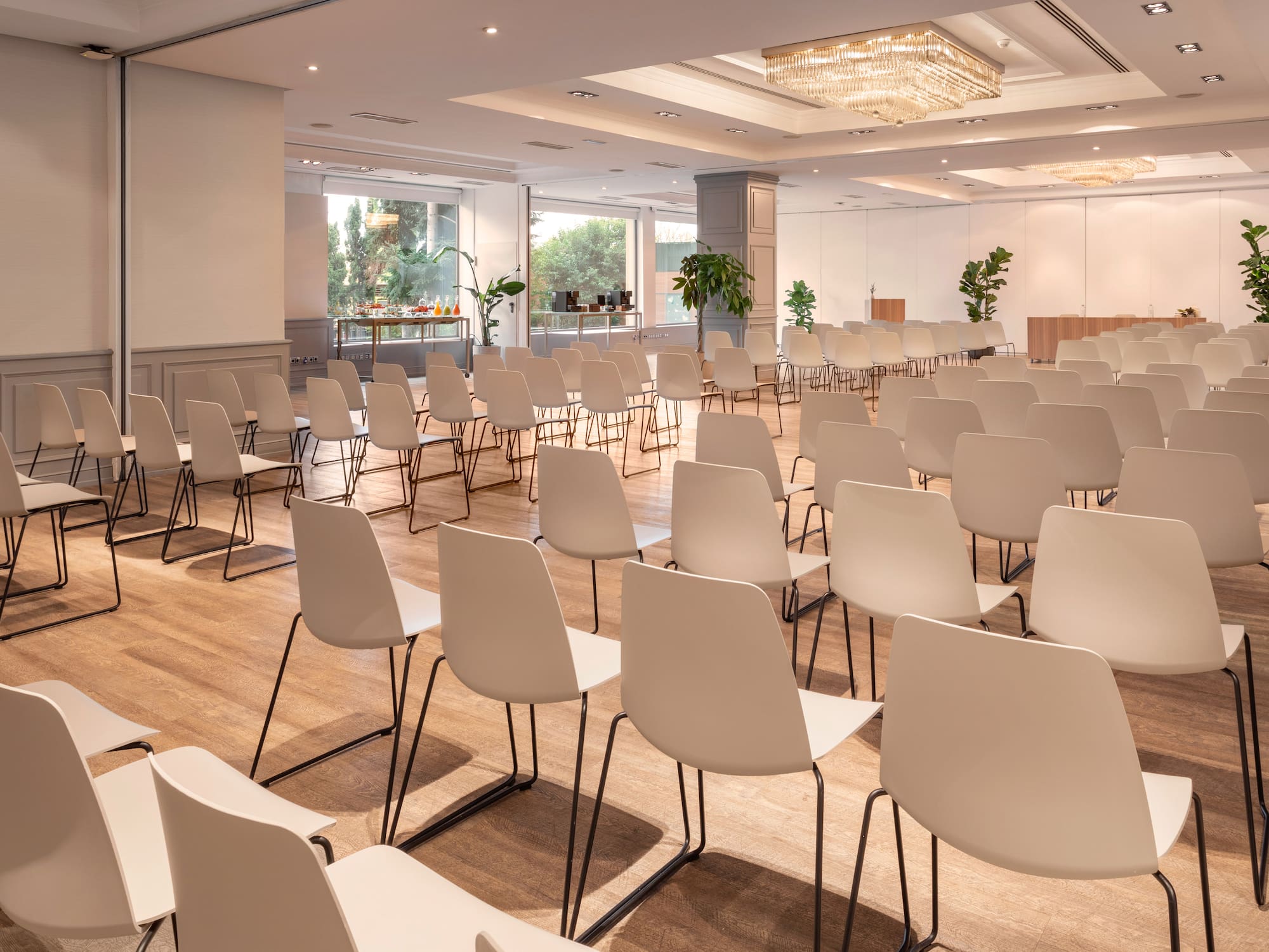 a room with many chairs