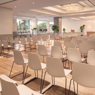 a room with many chairs