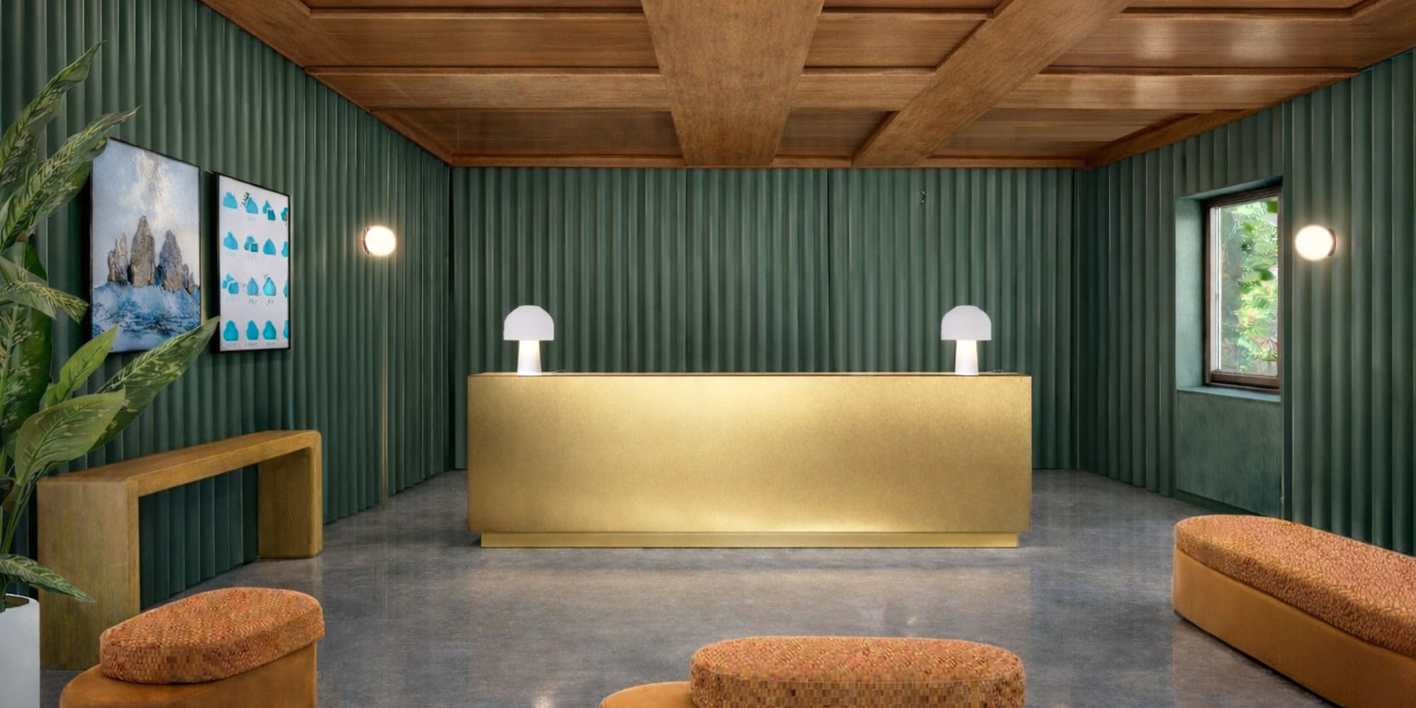a reception desk in a room