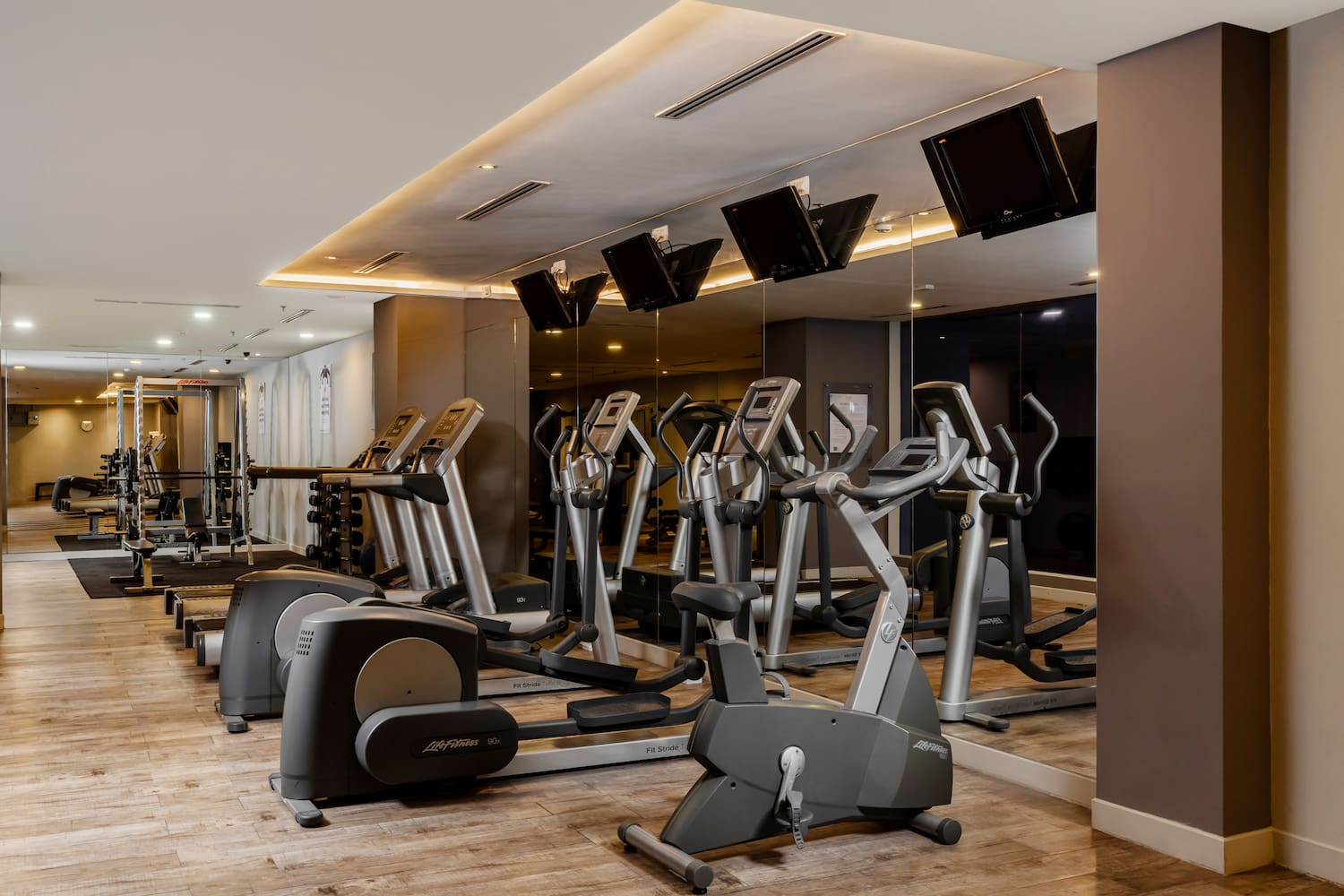 a room with exercise machines
