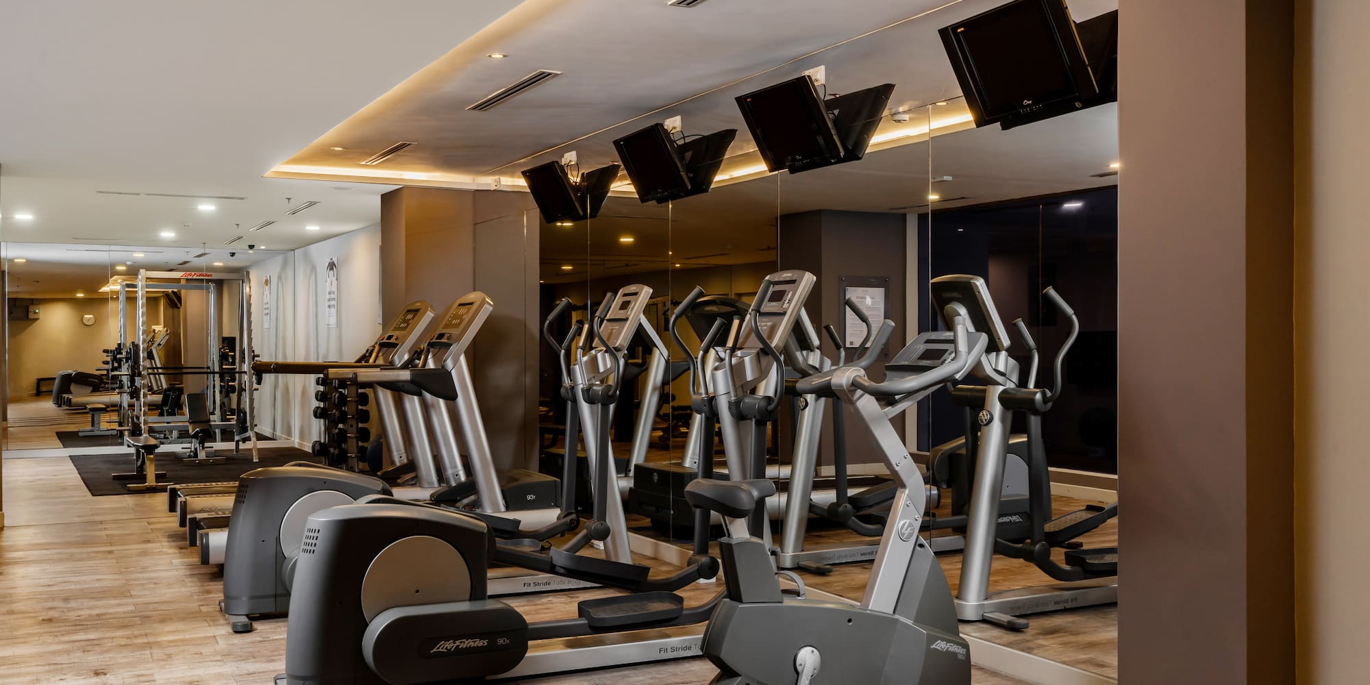 a room with exercise machines