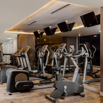 a room with exercise machines