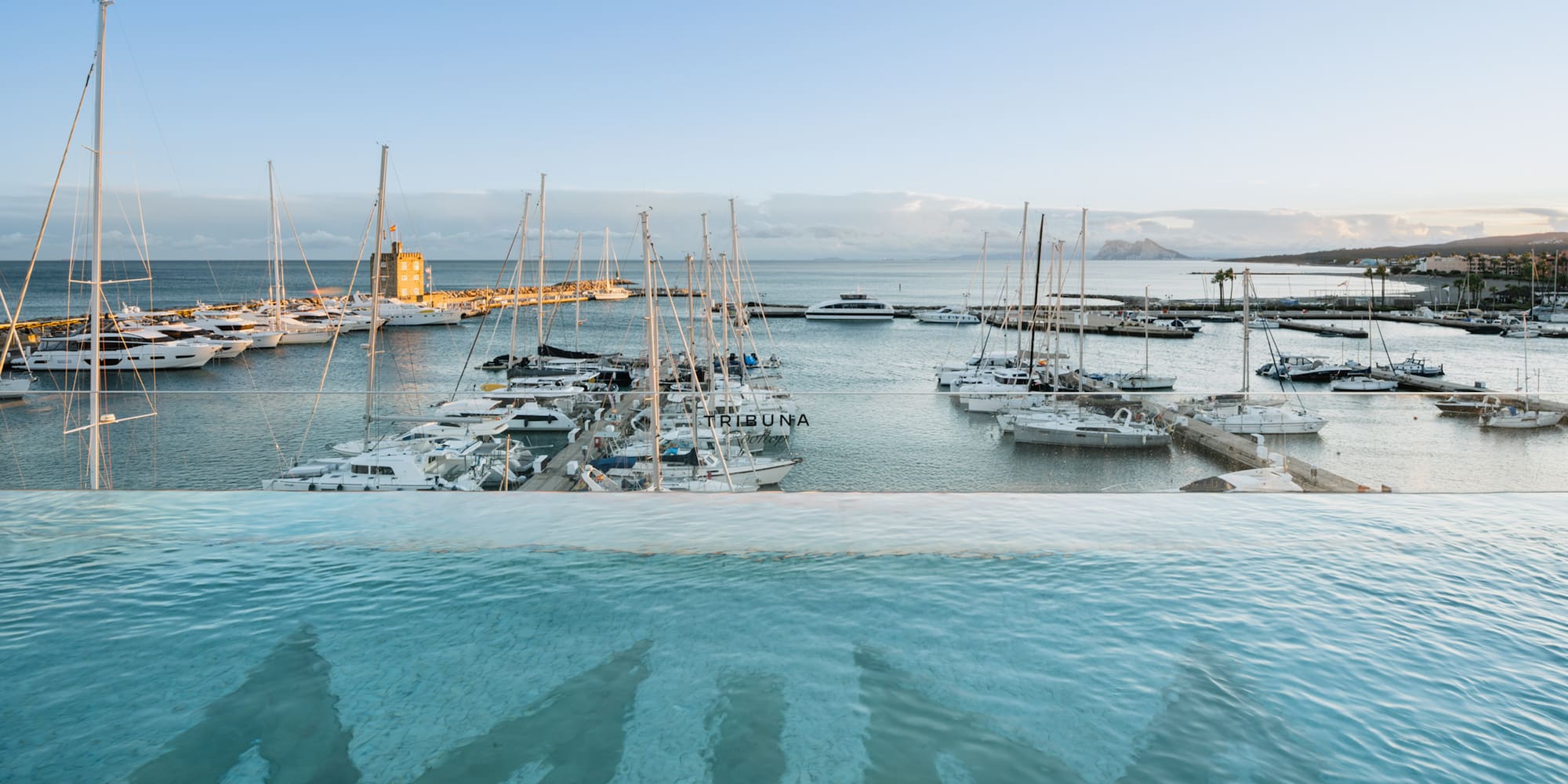 a pool with boats in the water