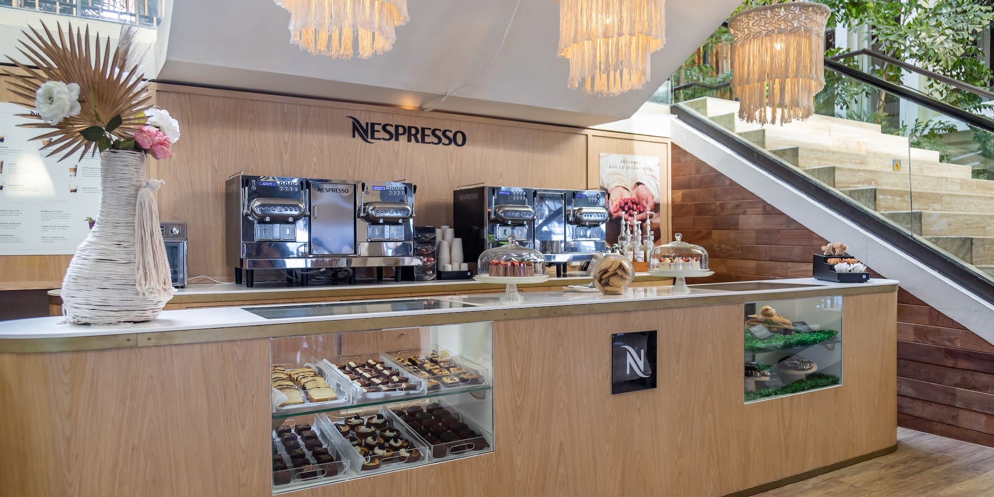 a counter with a variety of food items on it