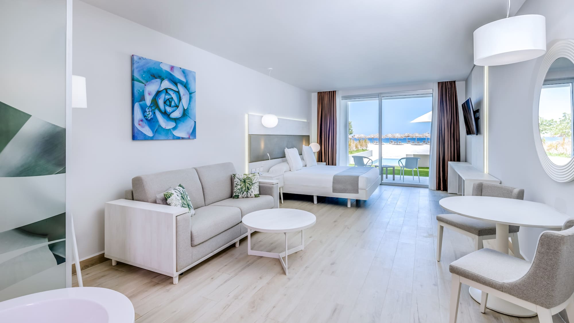 a room with a bed and a couch