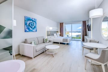 a room with a bed and a couch