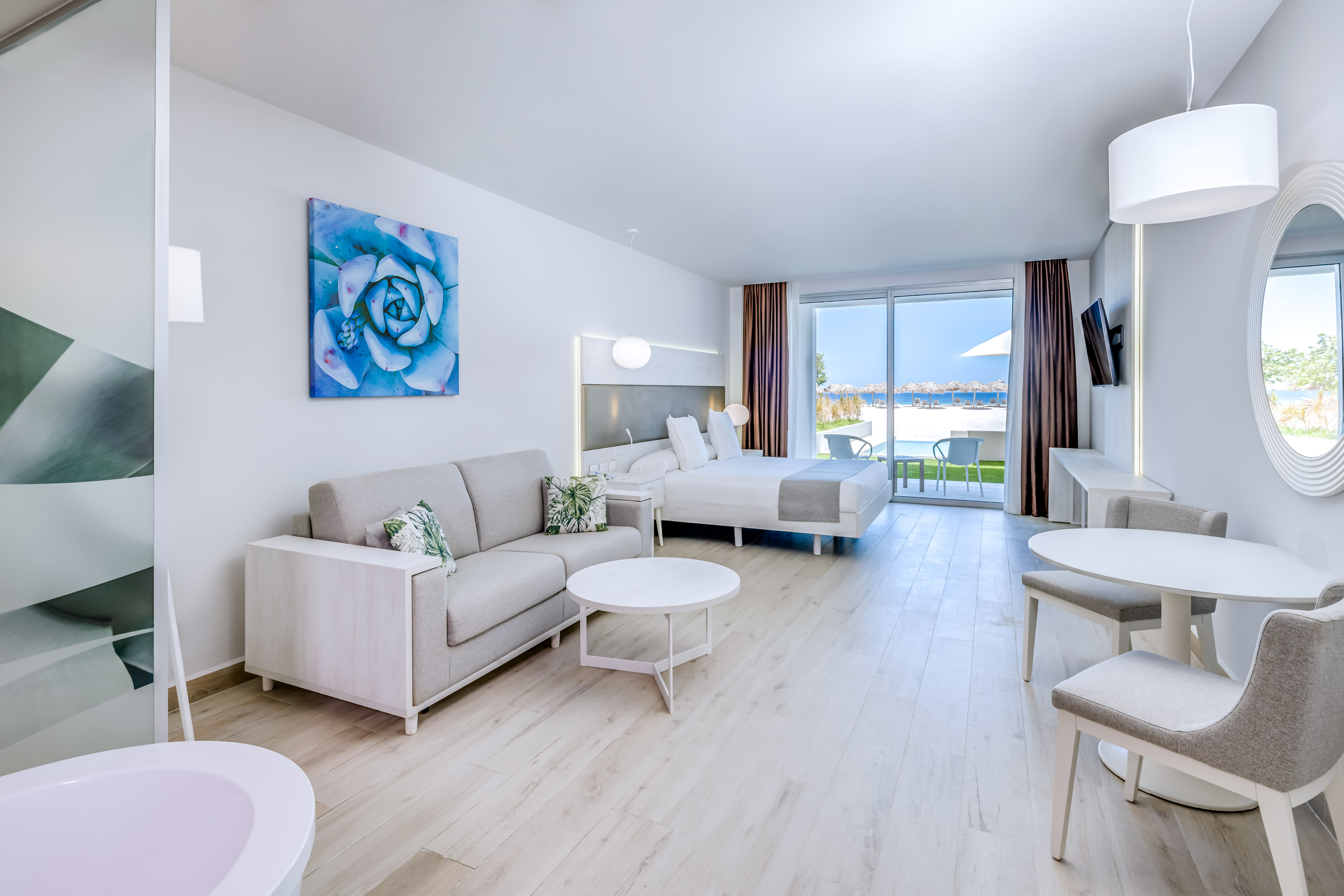 a room with a bed and a couch