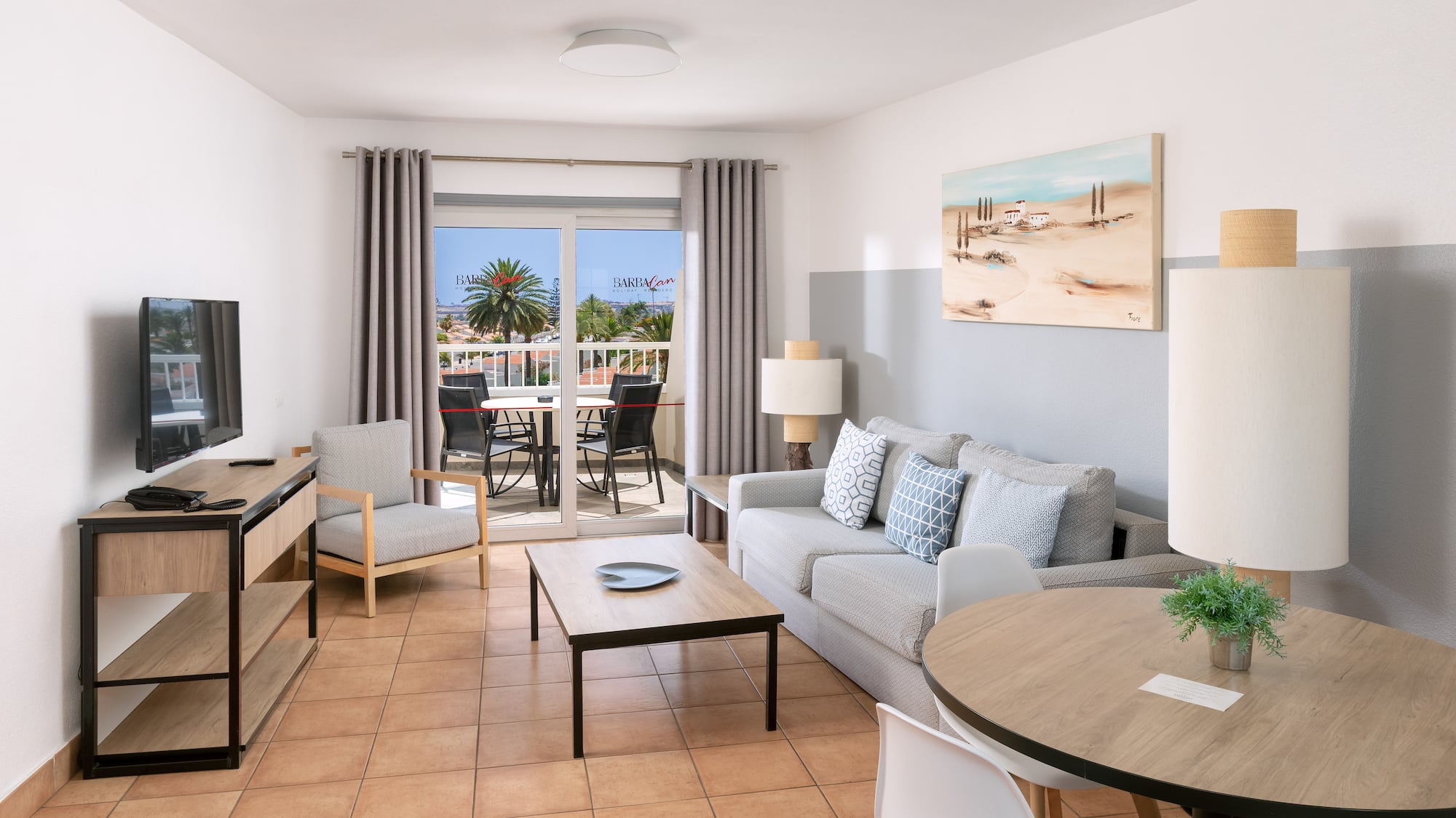 a living room with a couch and a table