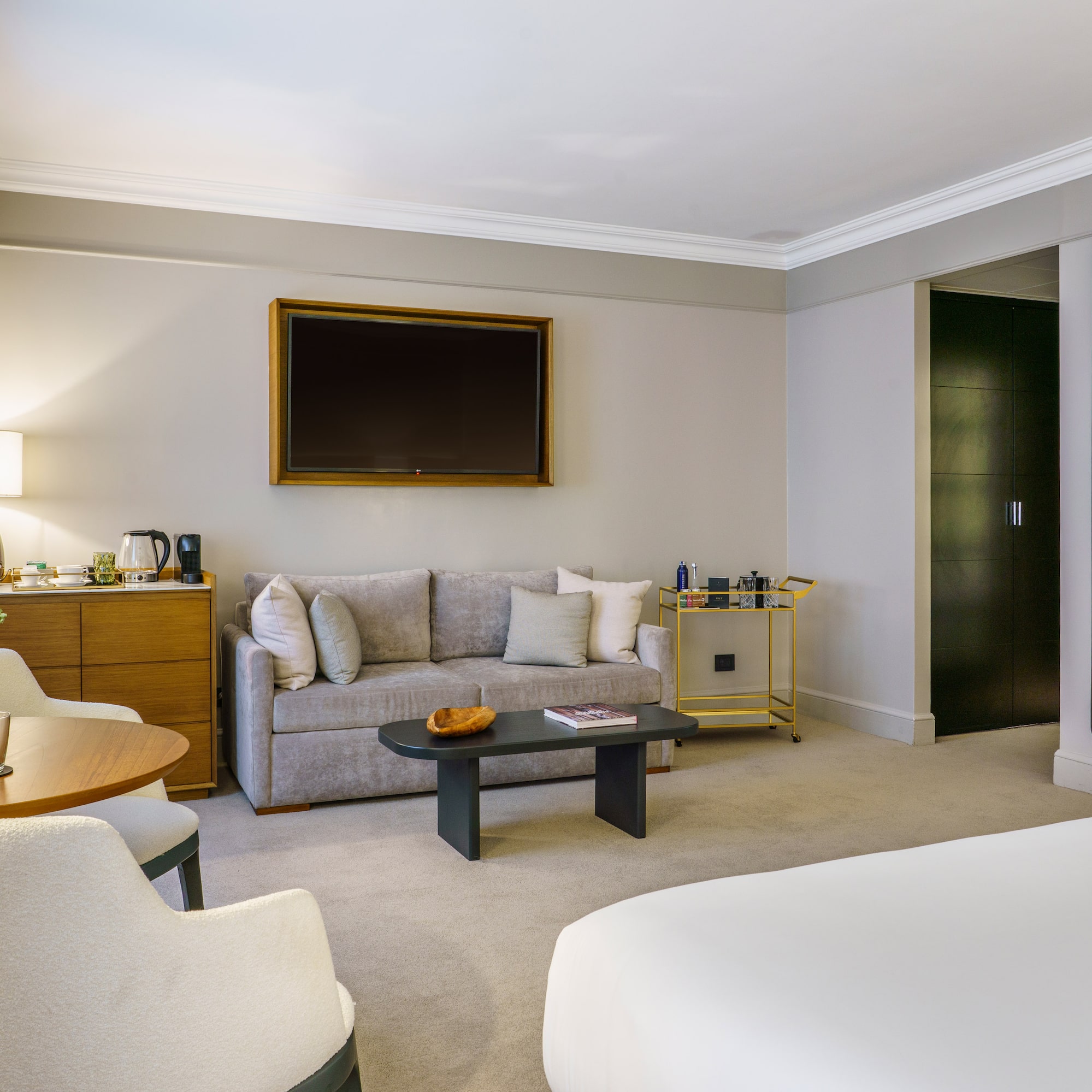 a room with a couch and a tv