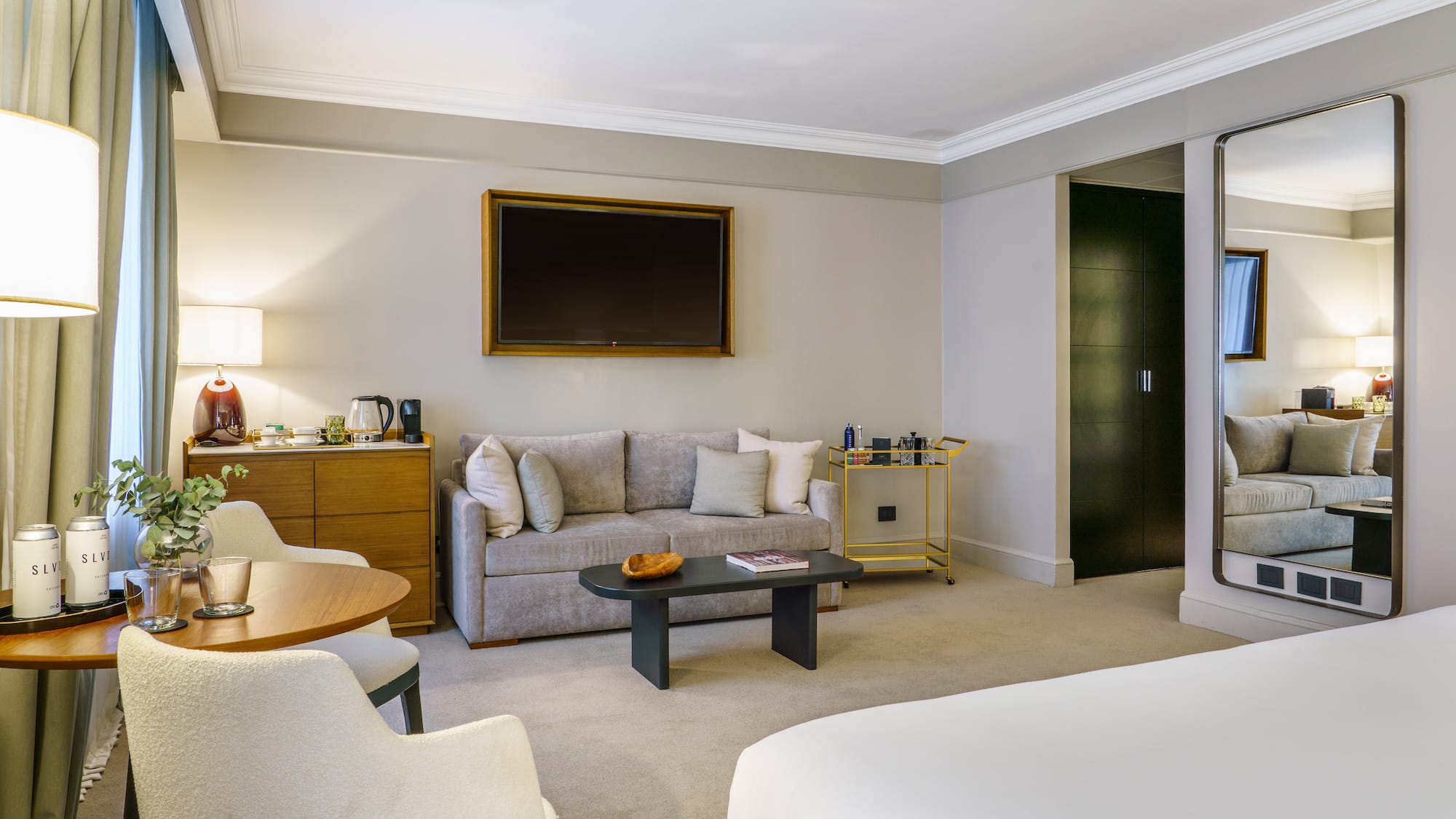 a room with a couch and a tv