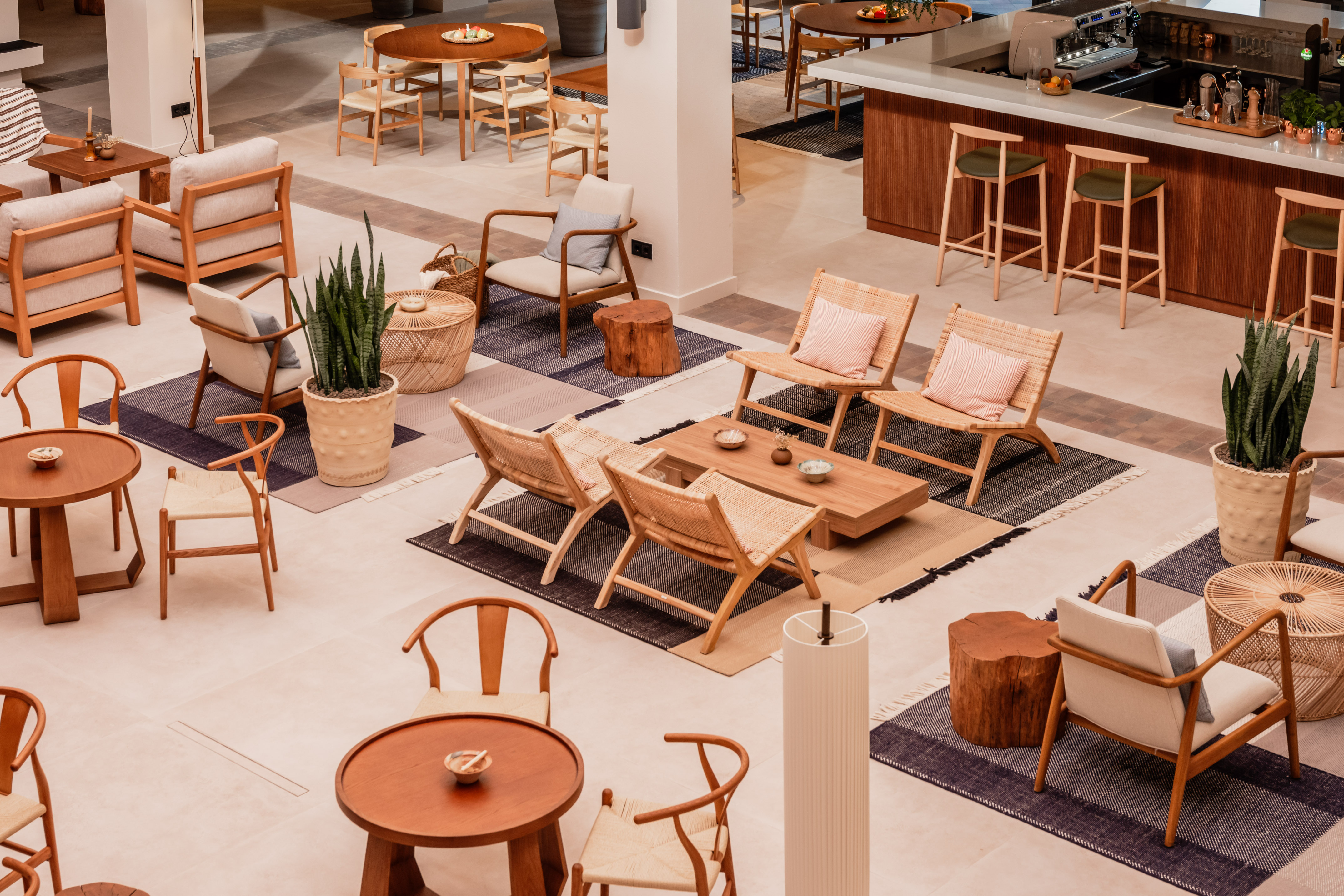 a room with chairs and tables