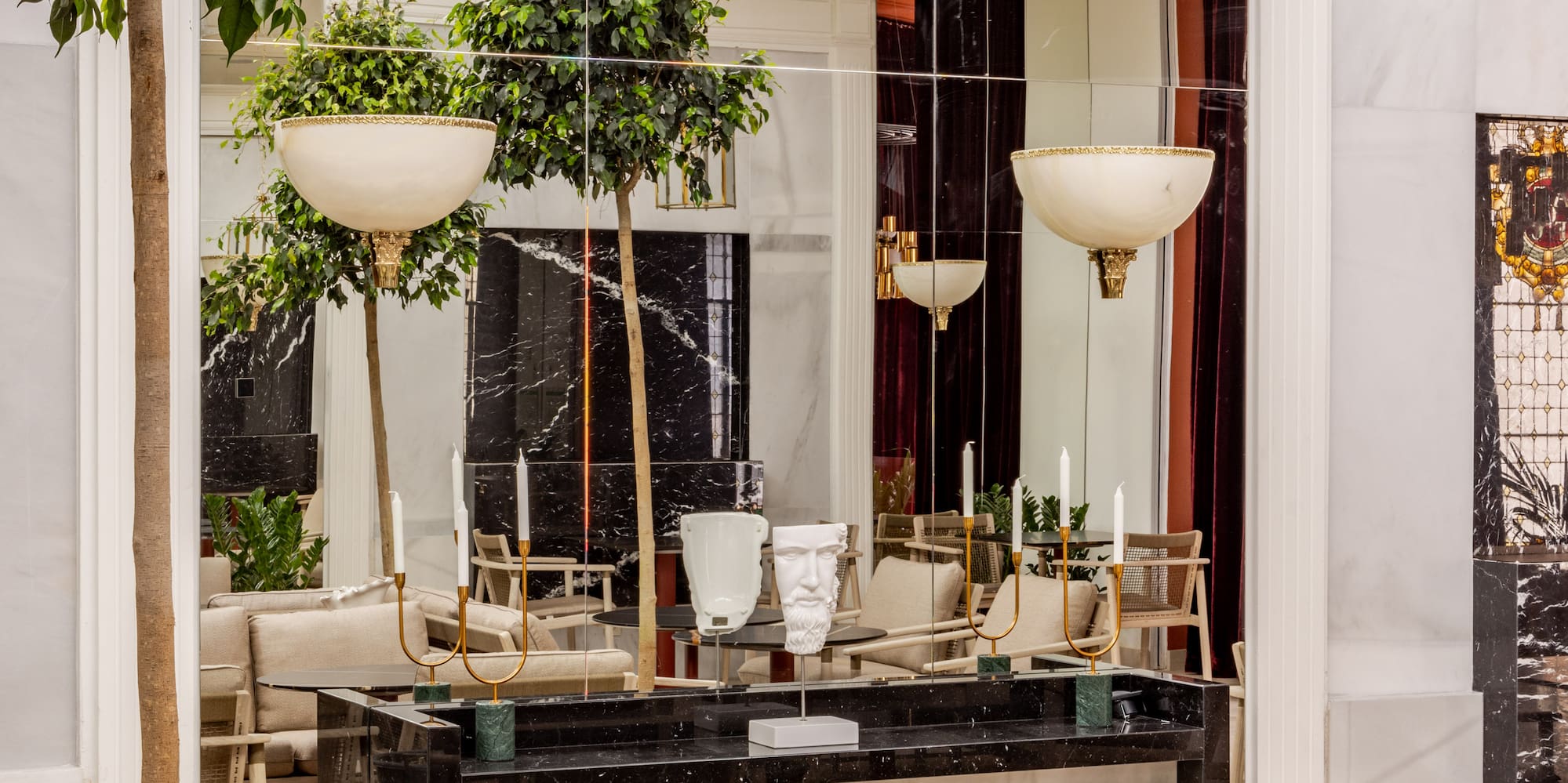 a room with a table and chairs