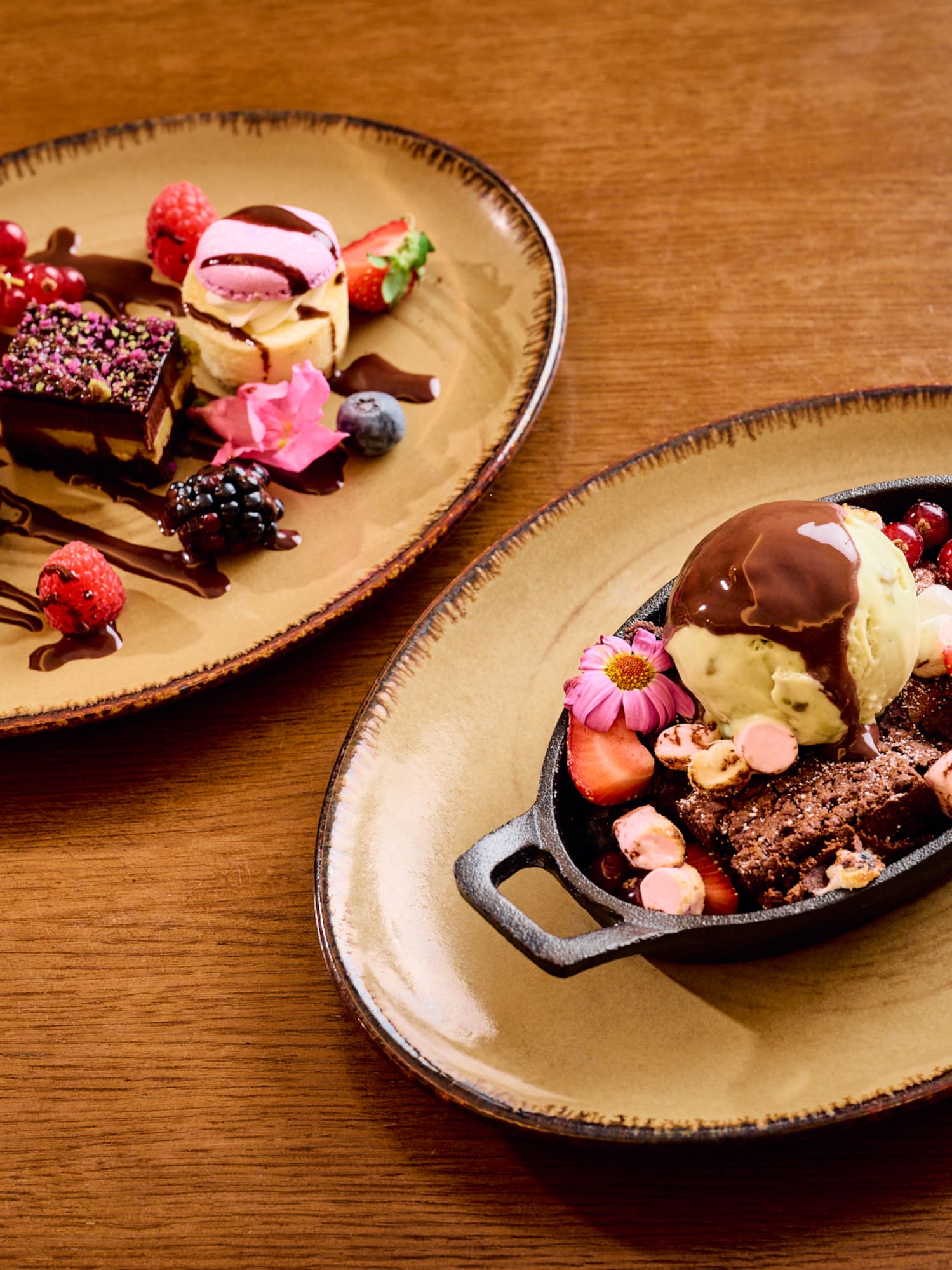 plates of desserts on a table