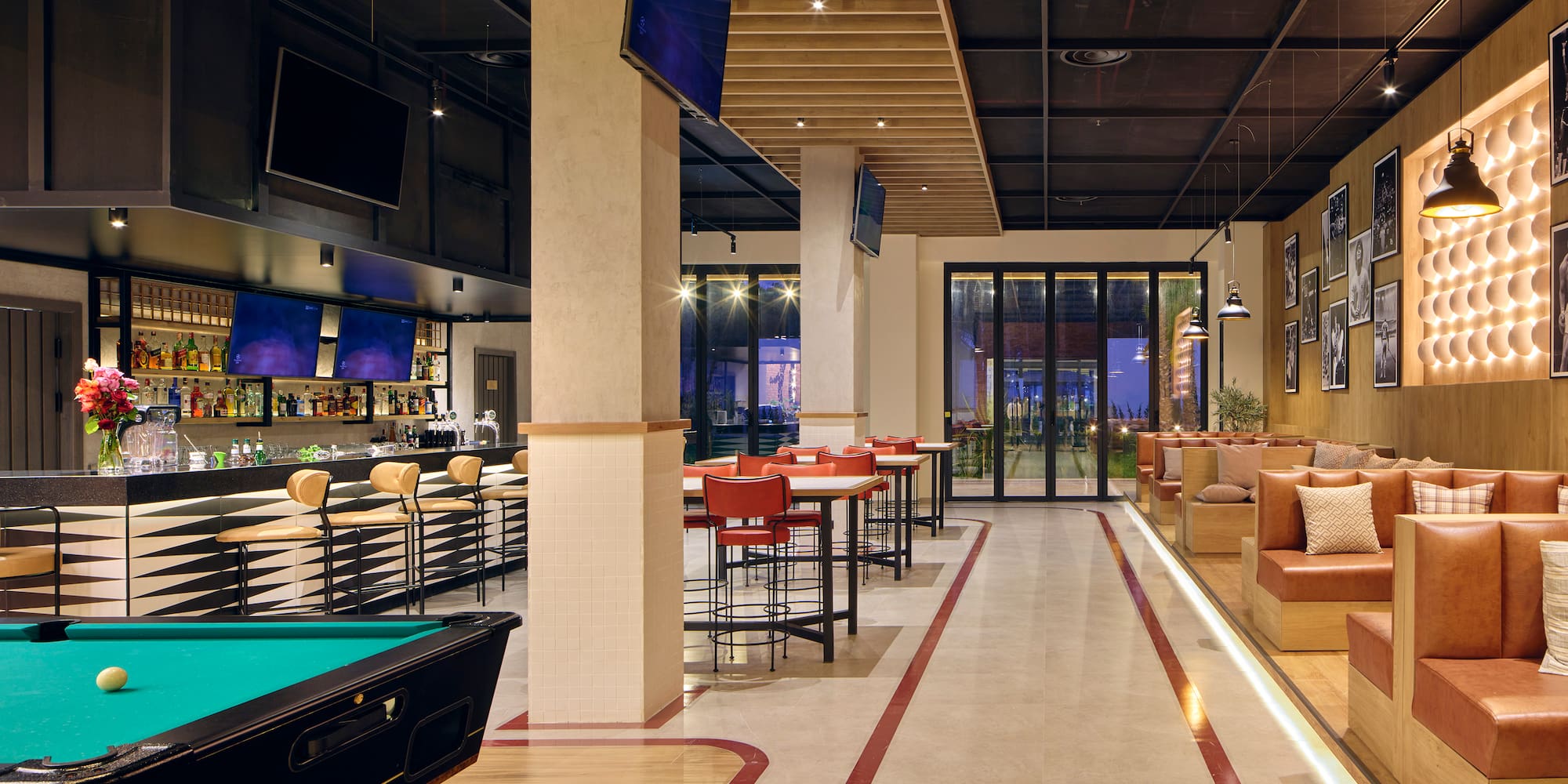 a pool table in a room