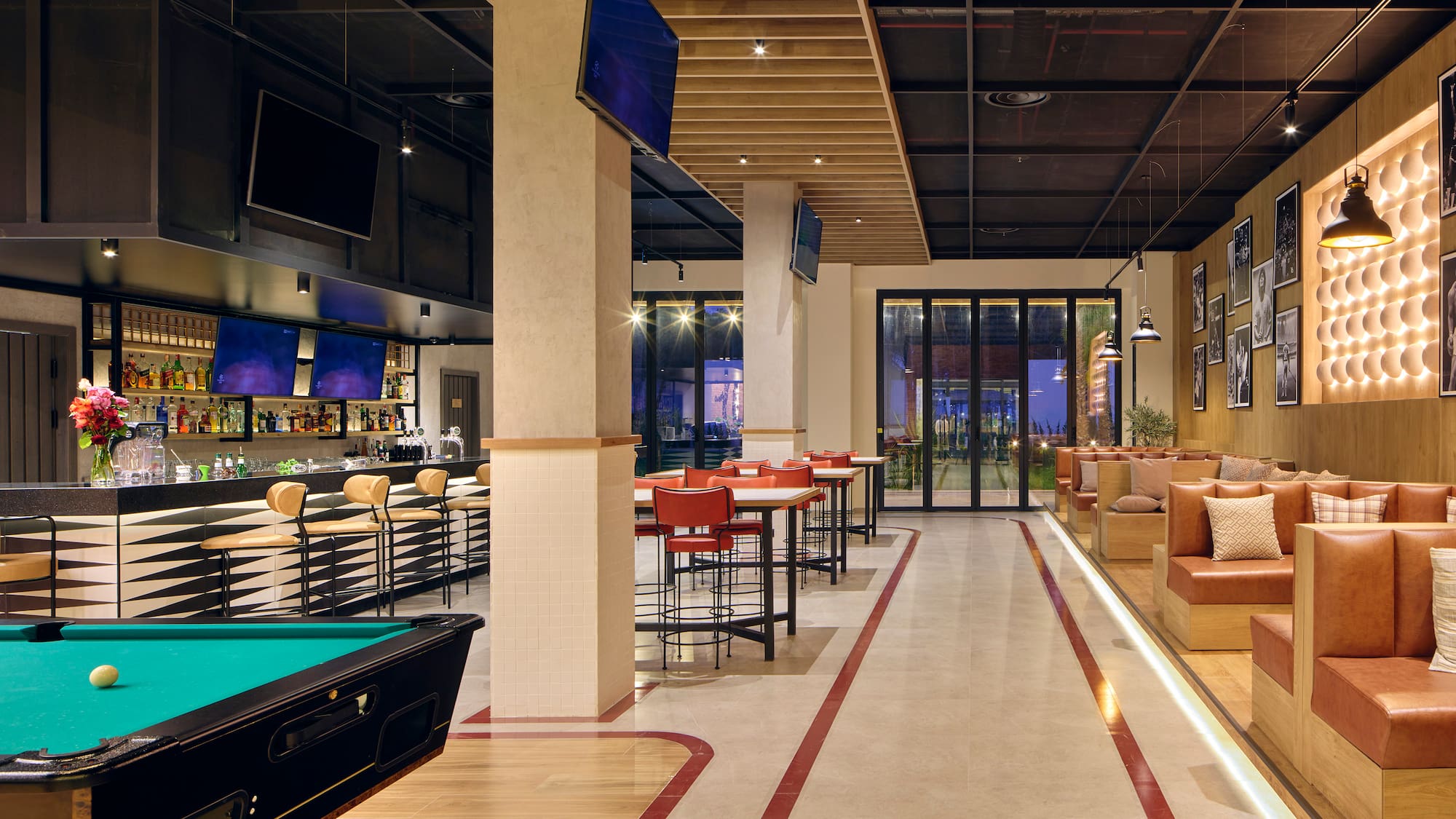 a pool table in a room