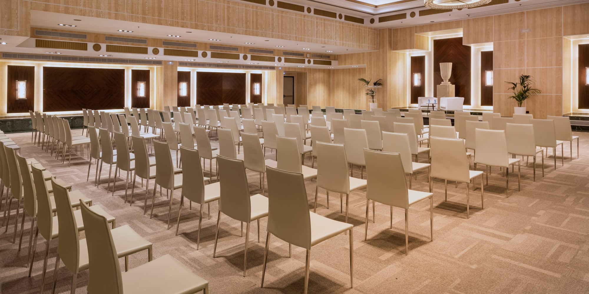 a room with many chairs