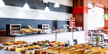 a bakery with many different types of pastries