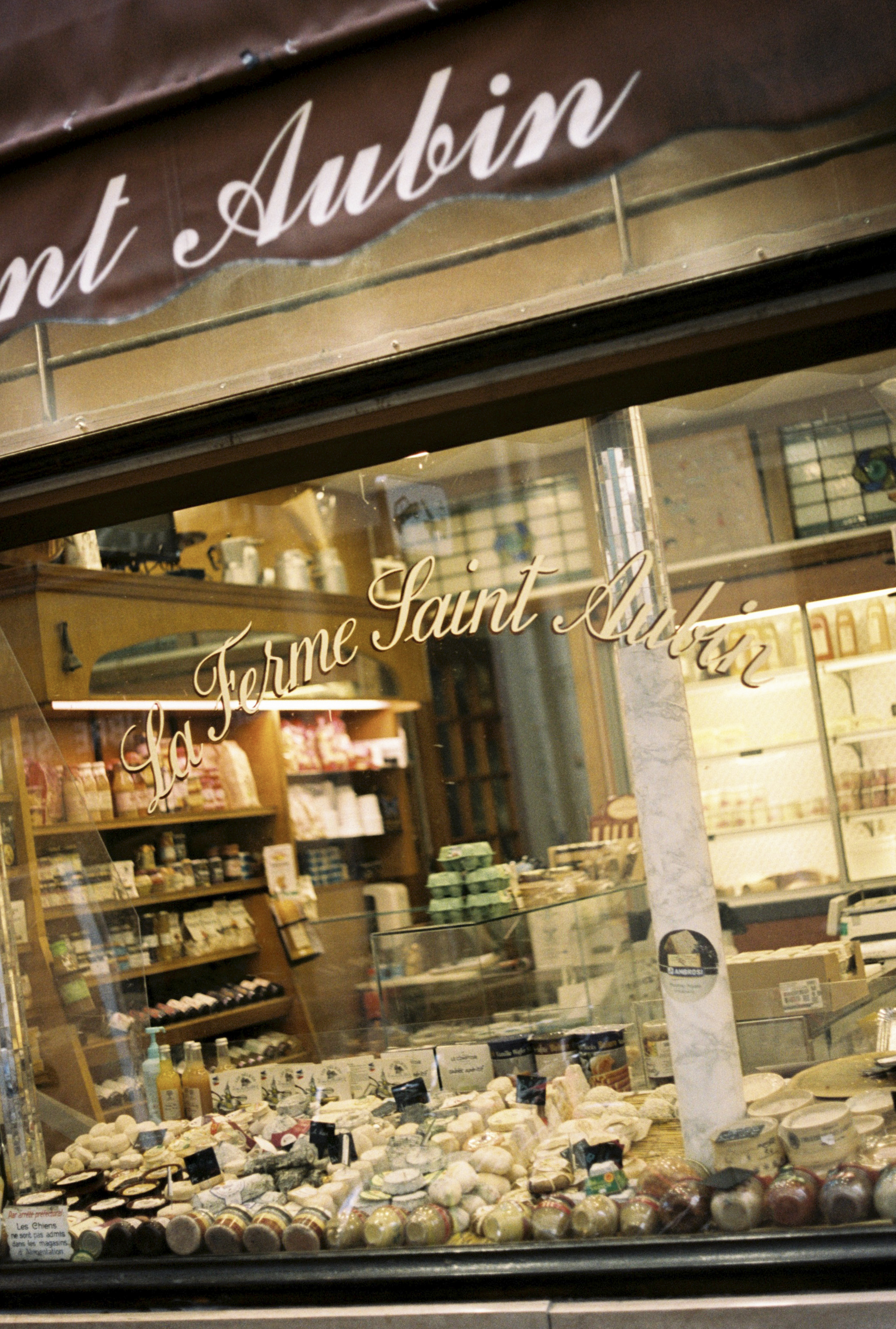 a storefront with a sign