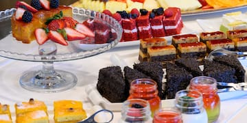 a table with different desserts