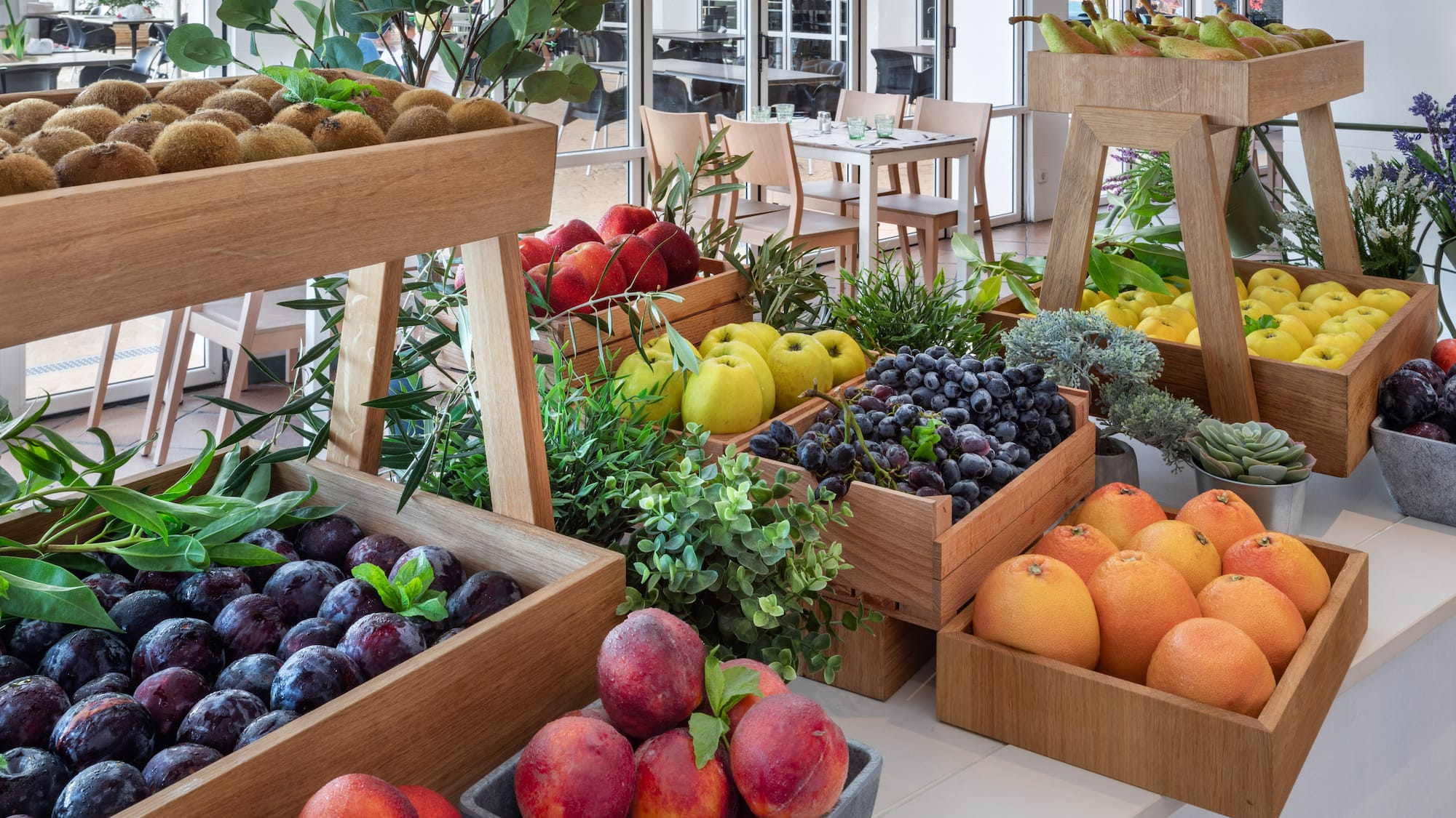 a display of fruit in a store
