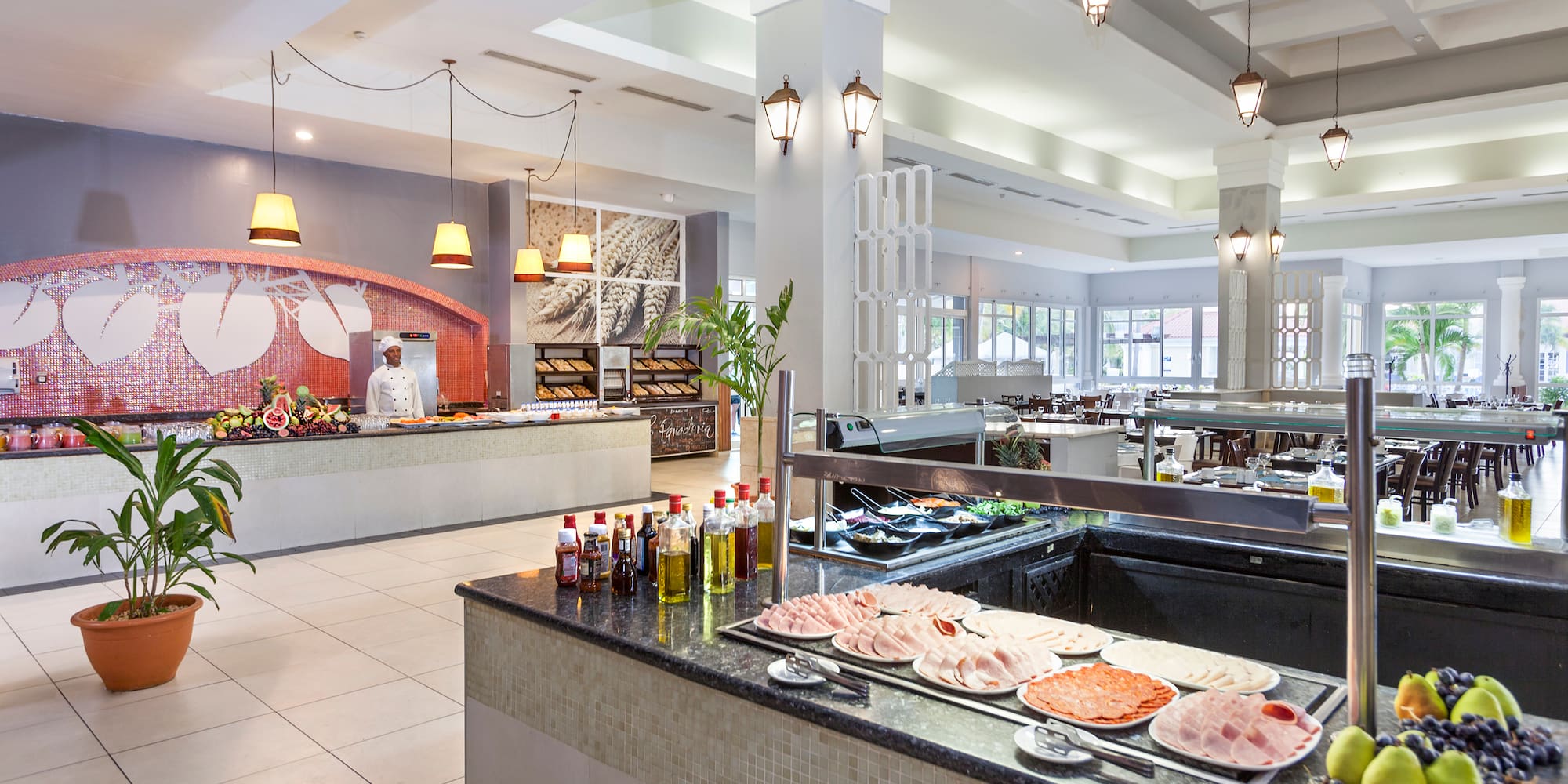 a food buffet in a restaurant