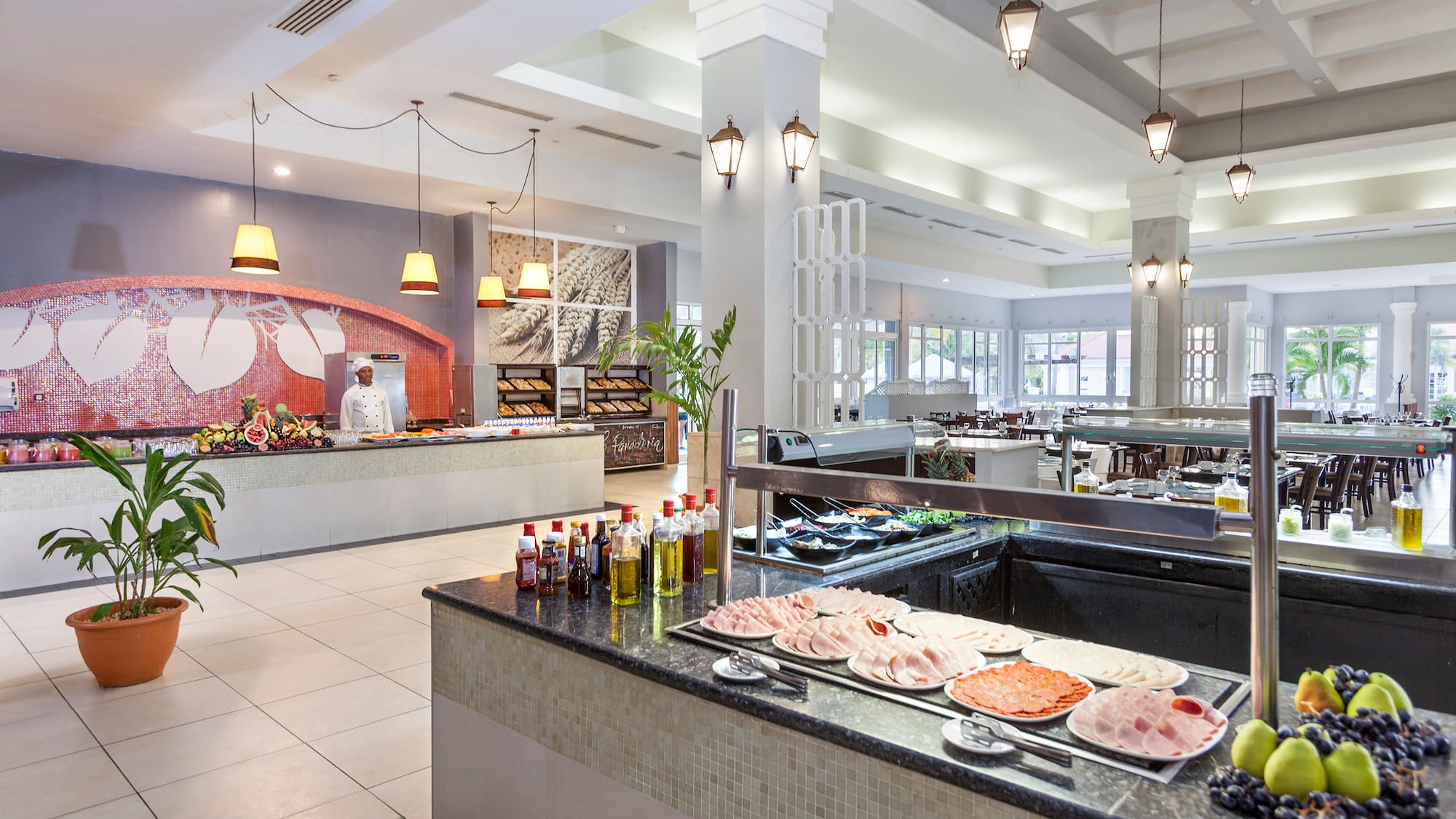 a food buffet in a restaurant