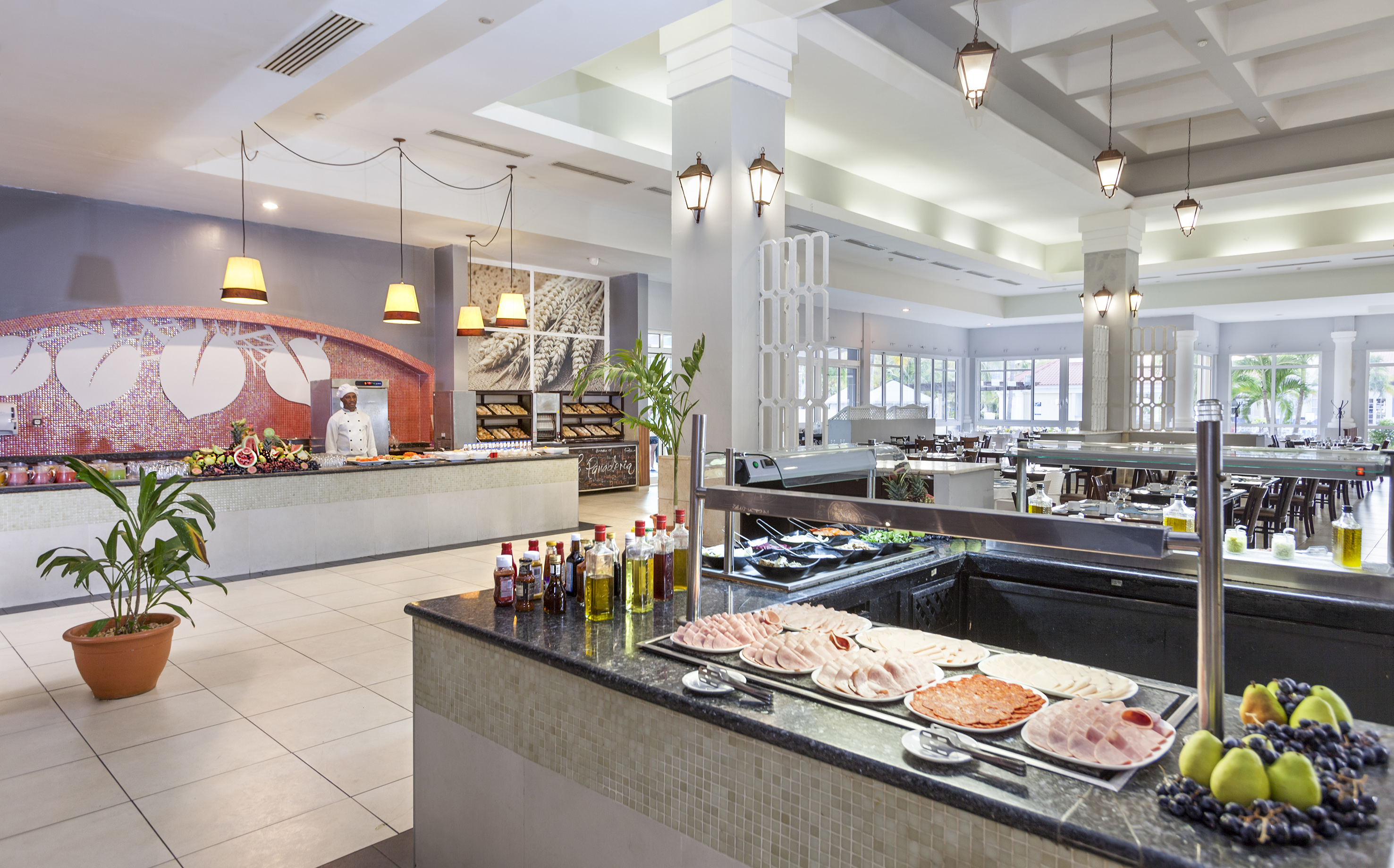 a food buffet in a restaurant