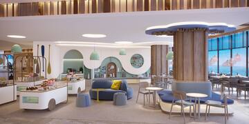 a room with a large table and chairs