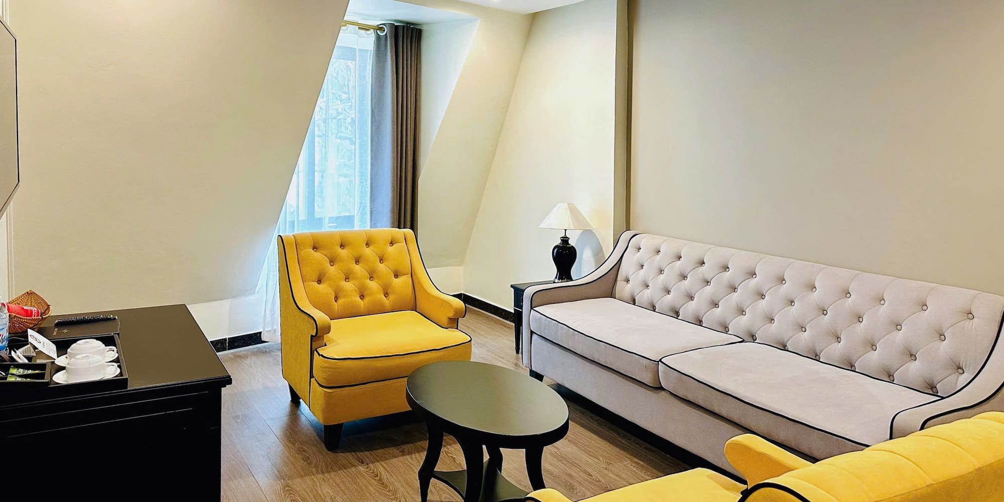 a room with couches and chairs