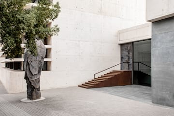 a tree next to a building