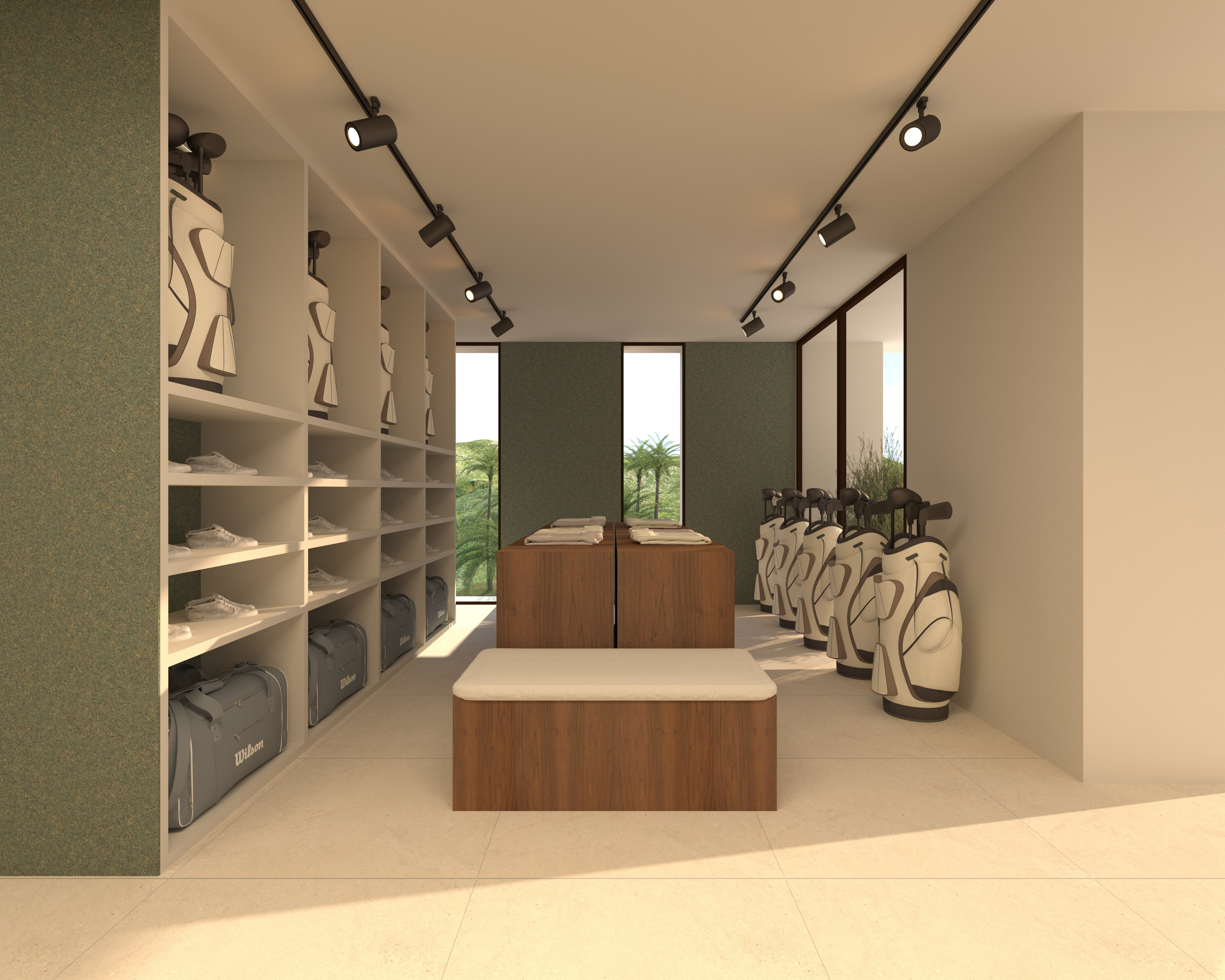 متجر مستلزمات جولف عصري مع رفوف عرض، حقائب، وملابس رياضية مرتبة. - غولف - Hotel Golf Santa Ponsa Meliá Collection, مايوركا