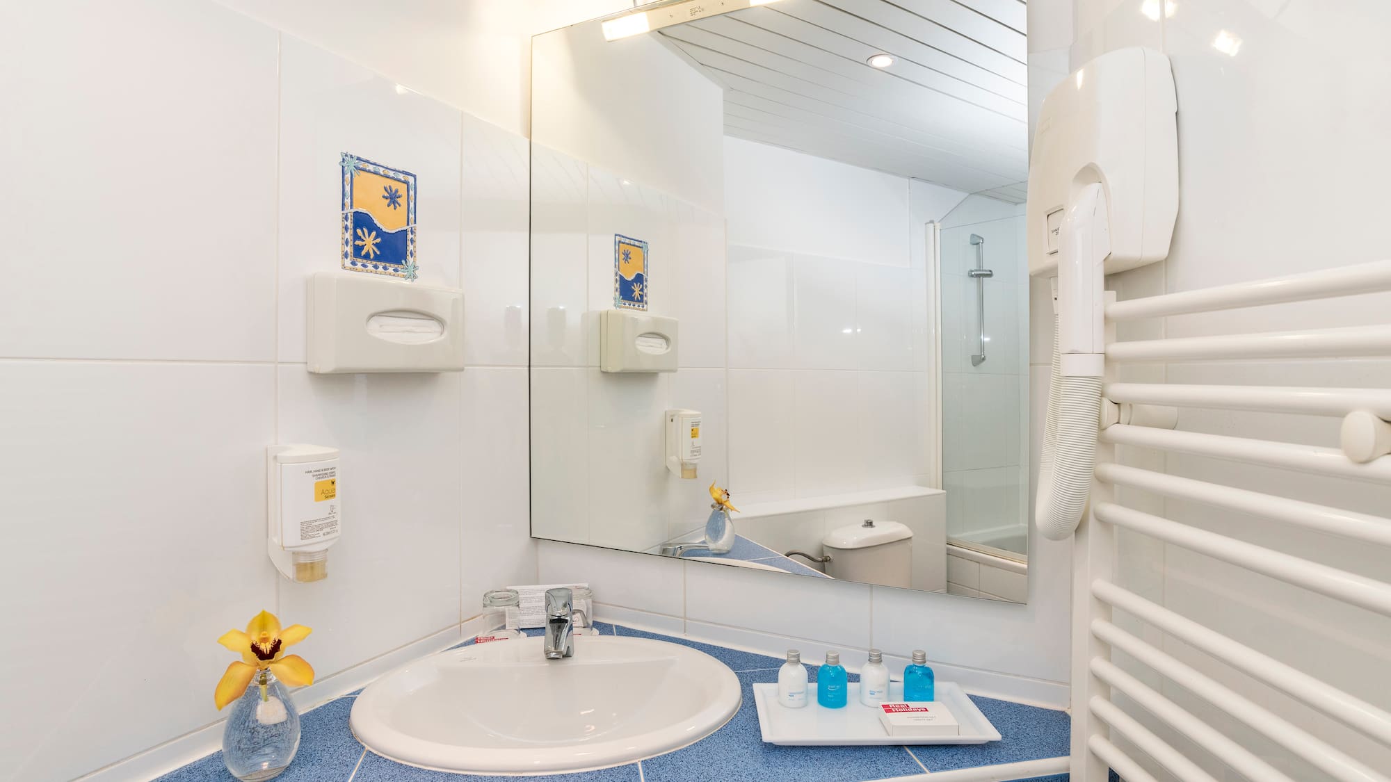a bathroom with a sink and mirror