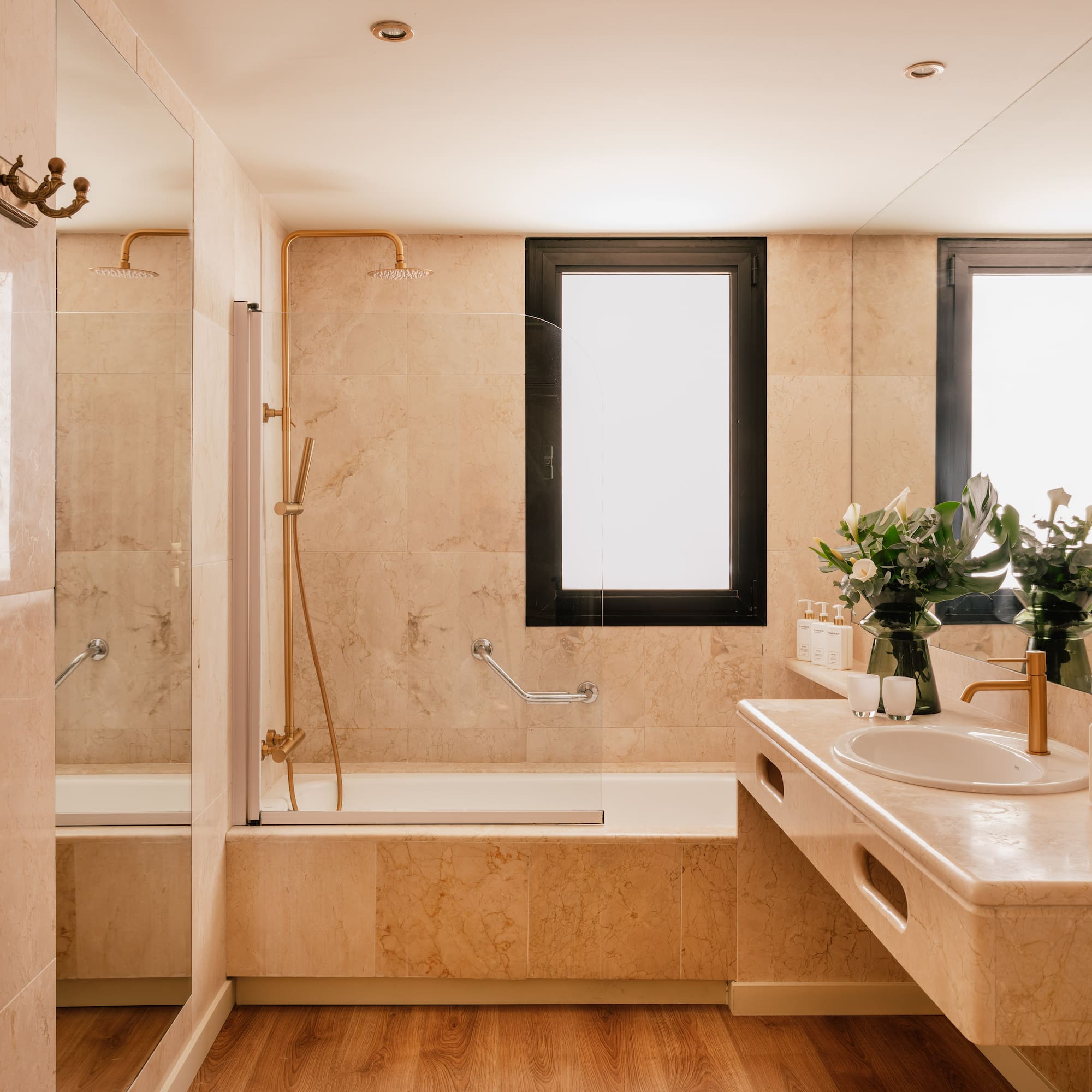 a bathroom with a sink and tub