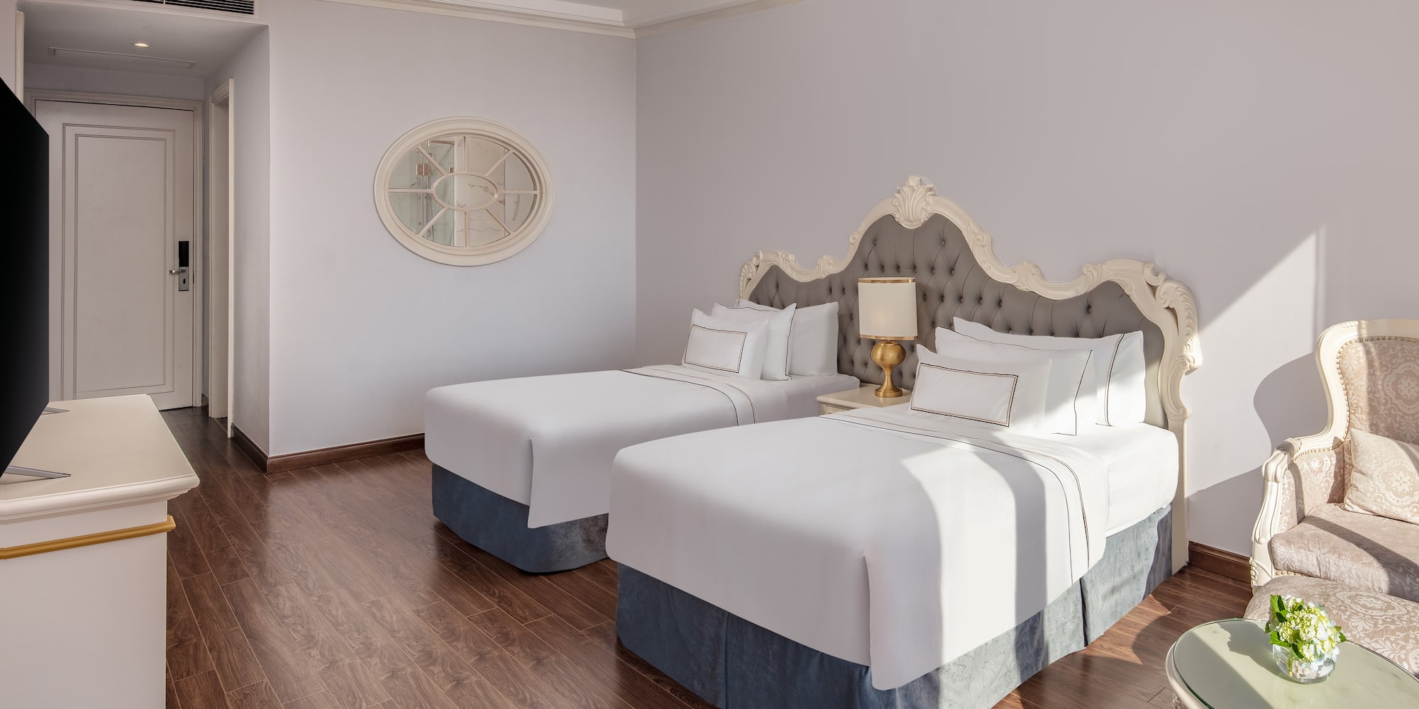 a room with two beds