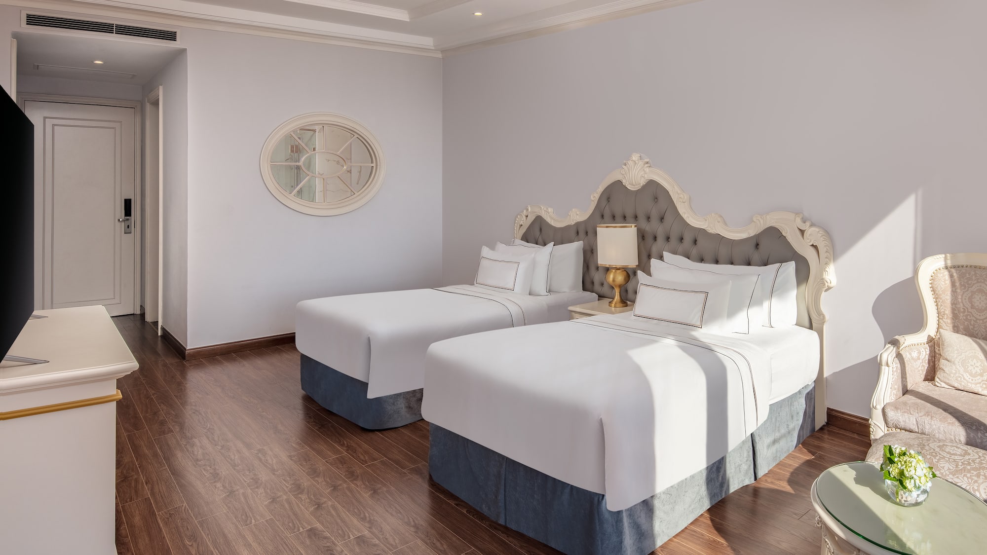 a room with two beds