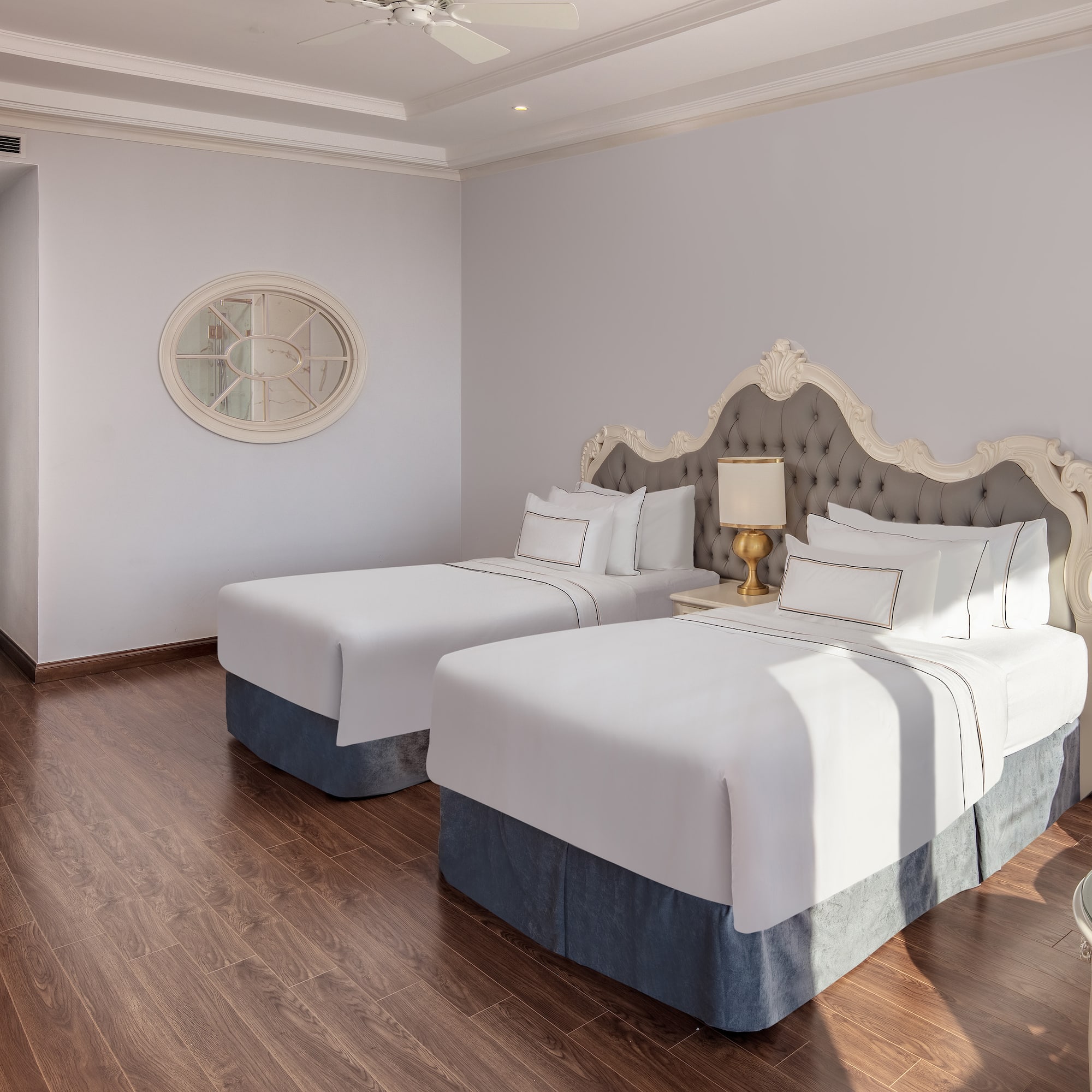 a room with two beds