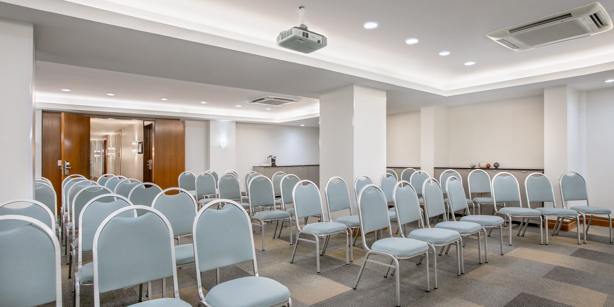 a room with many chairs