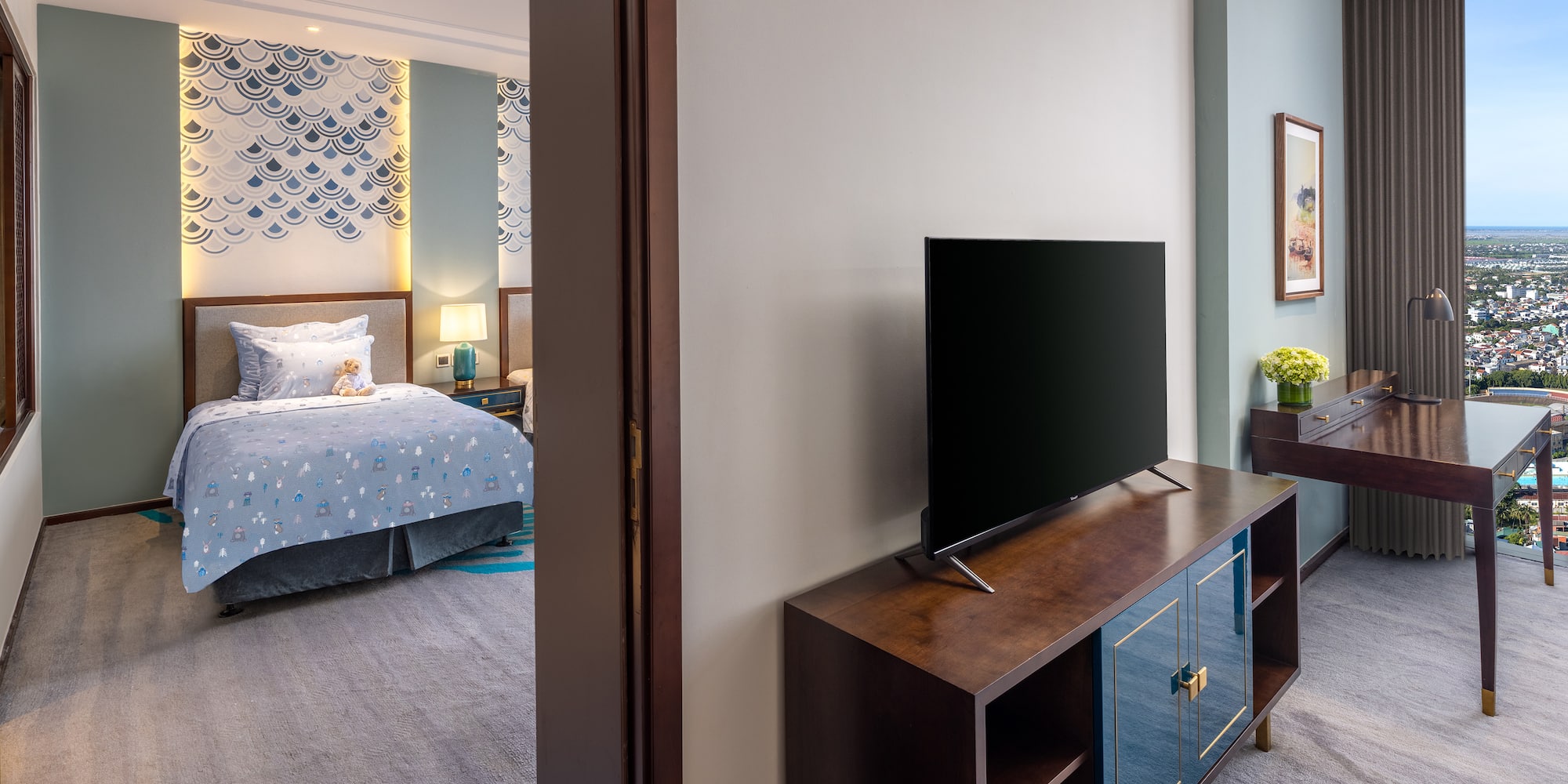 a tv on a stand in a room