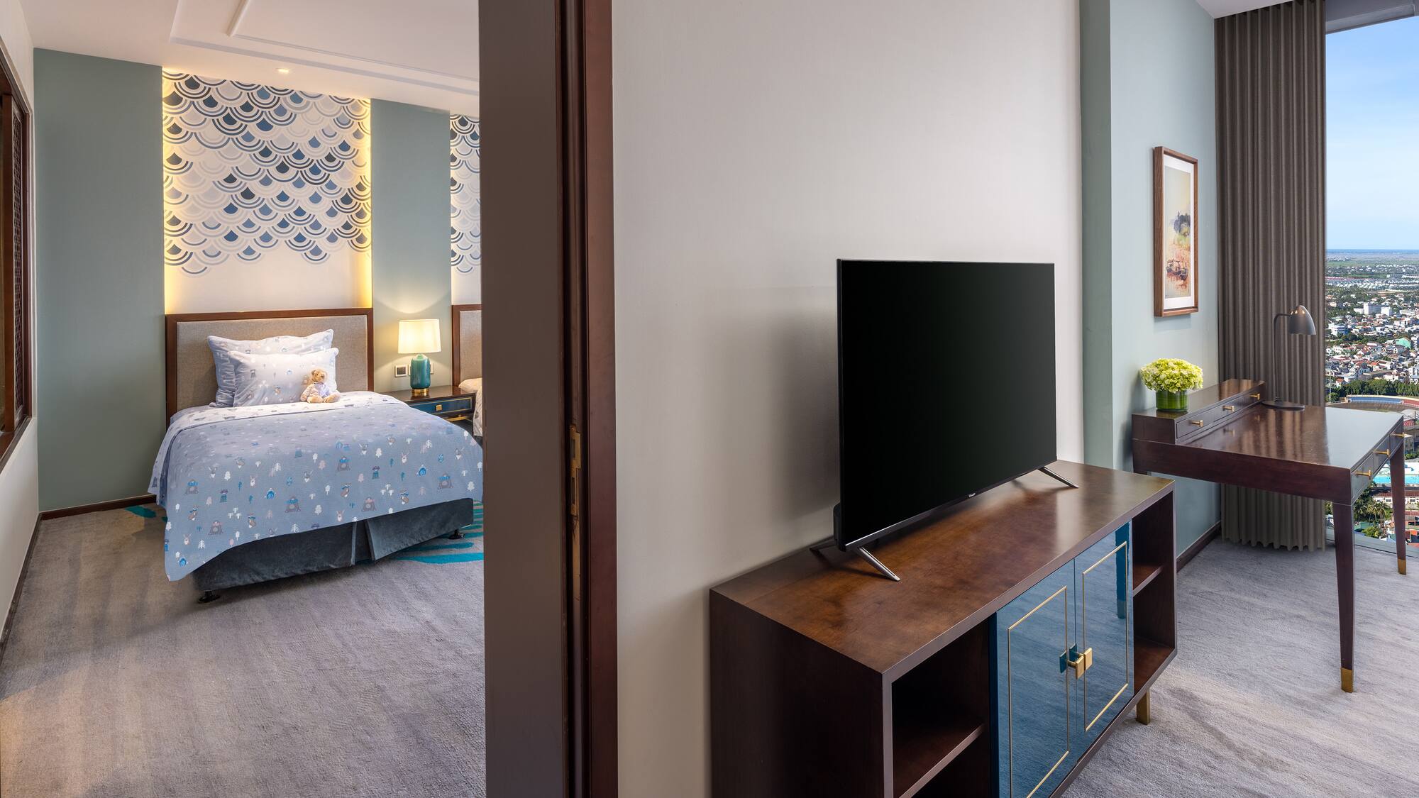 a tv on a stand in a room