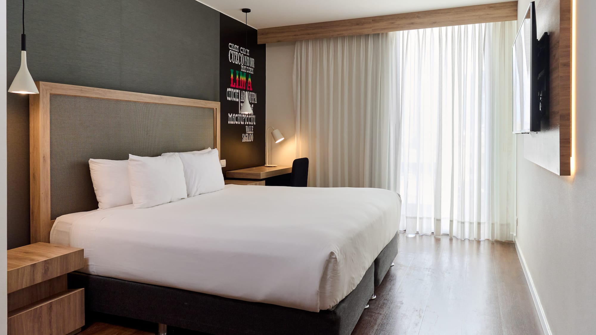 a bed in a hotel room