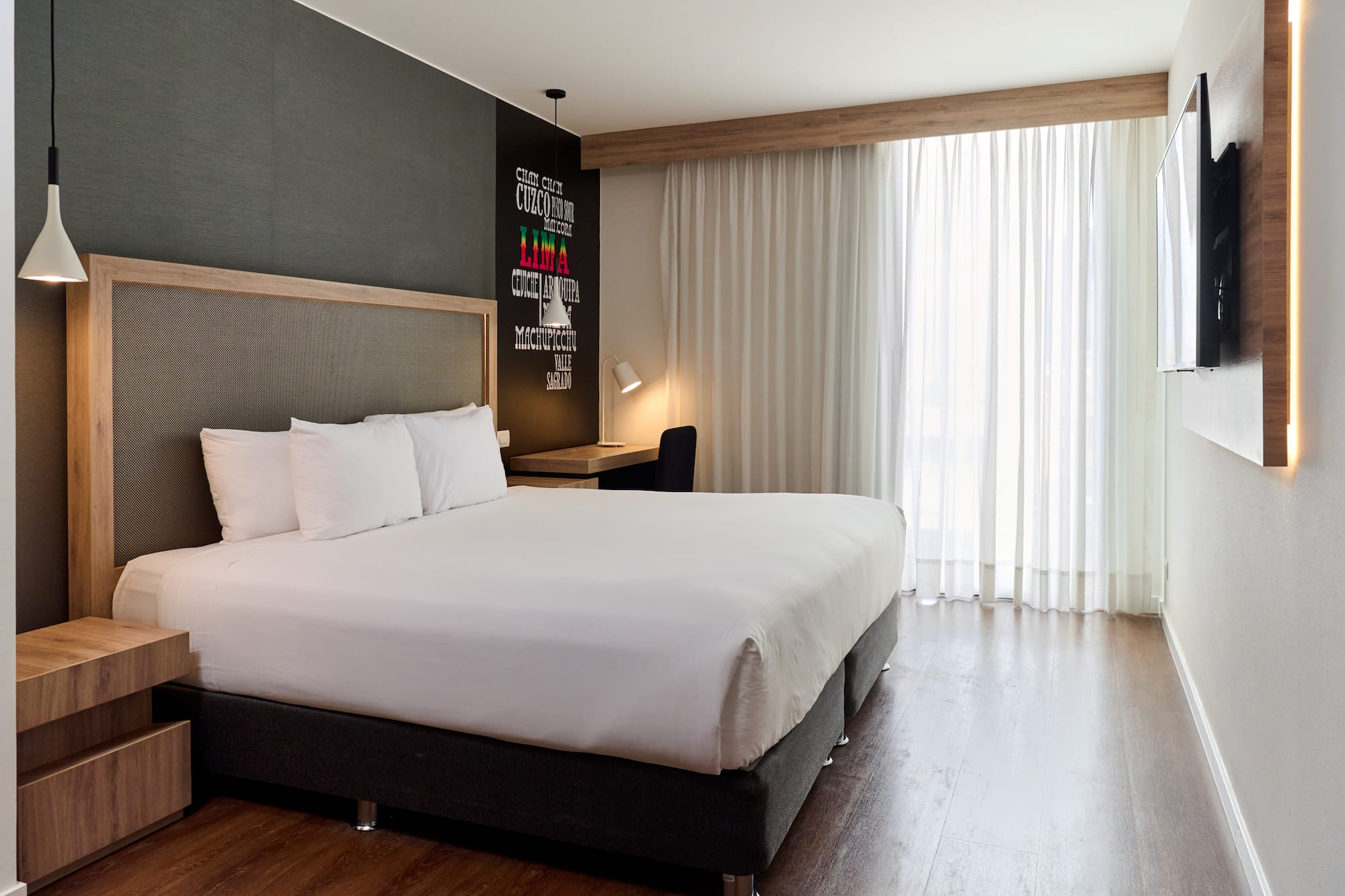 a bed in a hotel room